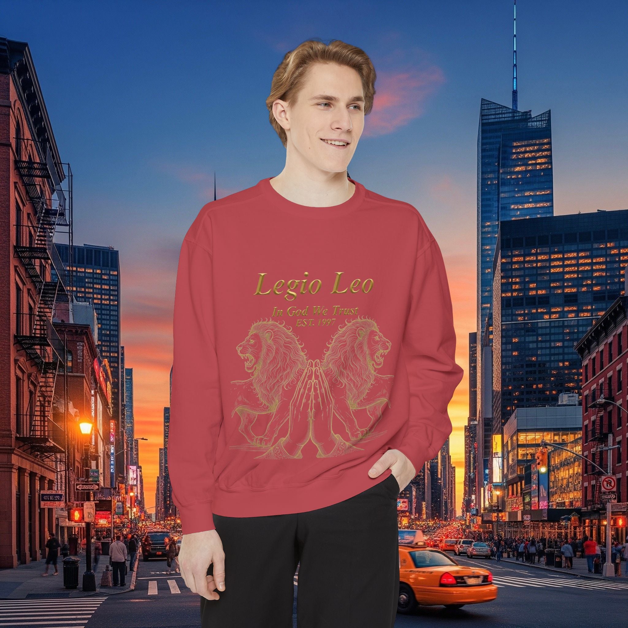 Legio Leo Sweatshirt – Minimal Gold Script Battle Ready Lions Crewneck