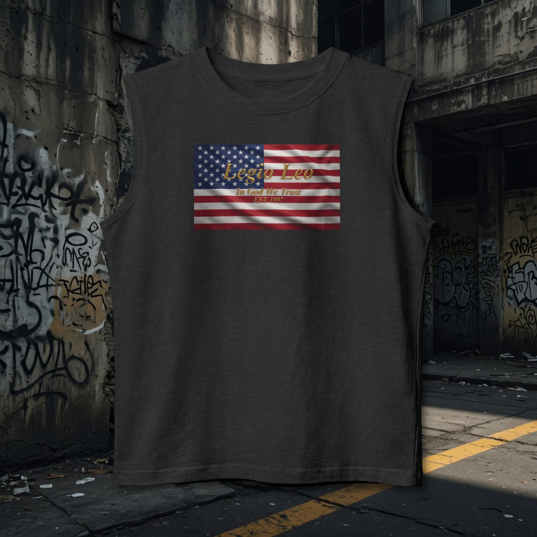American Flag Muscle Tank — USA Vintage Patriotic Tank