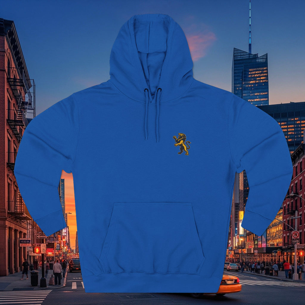 Embroidery Lion Chest Hoodie — Minimal Fleece Pullover