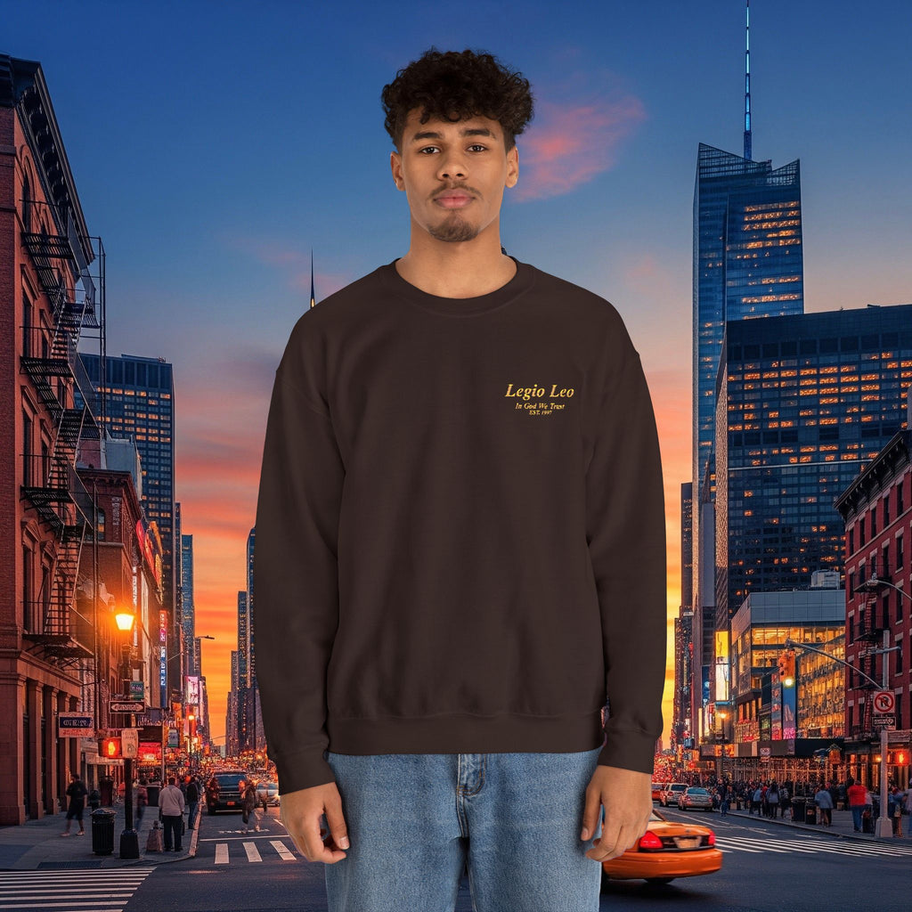 Legio Leo Crewneck Sweatshirt | In God We Trust Embroidery