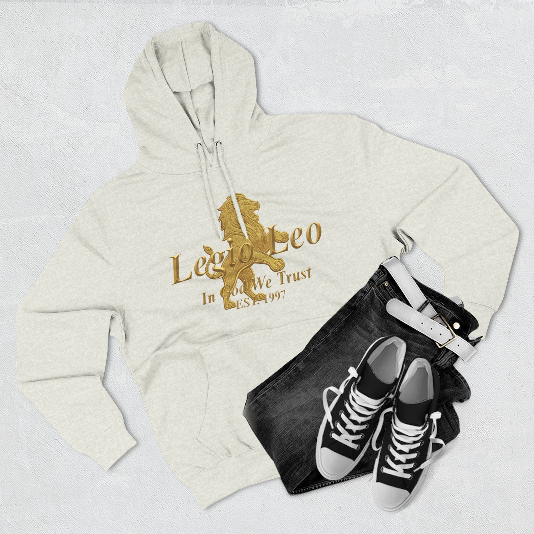 Legio Leo Golden Edition Fleece Hoodie – Minimal Gold Script Pullover