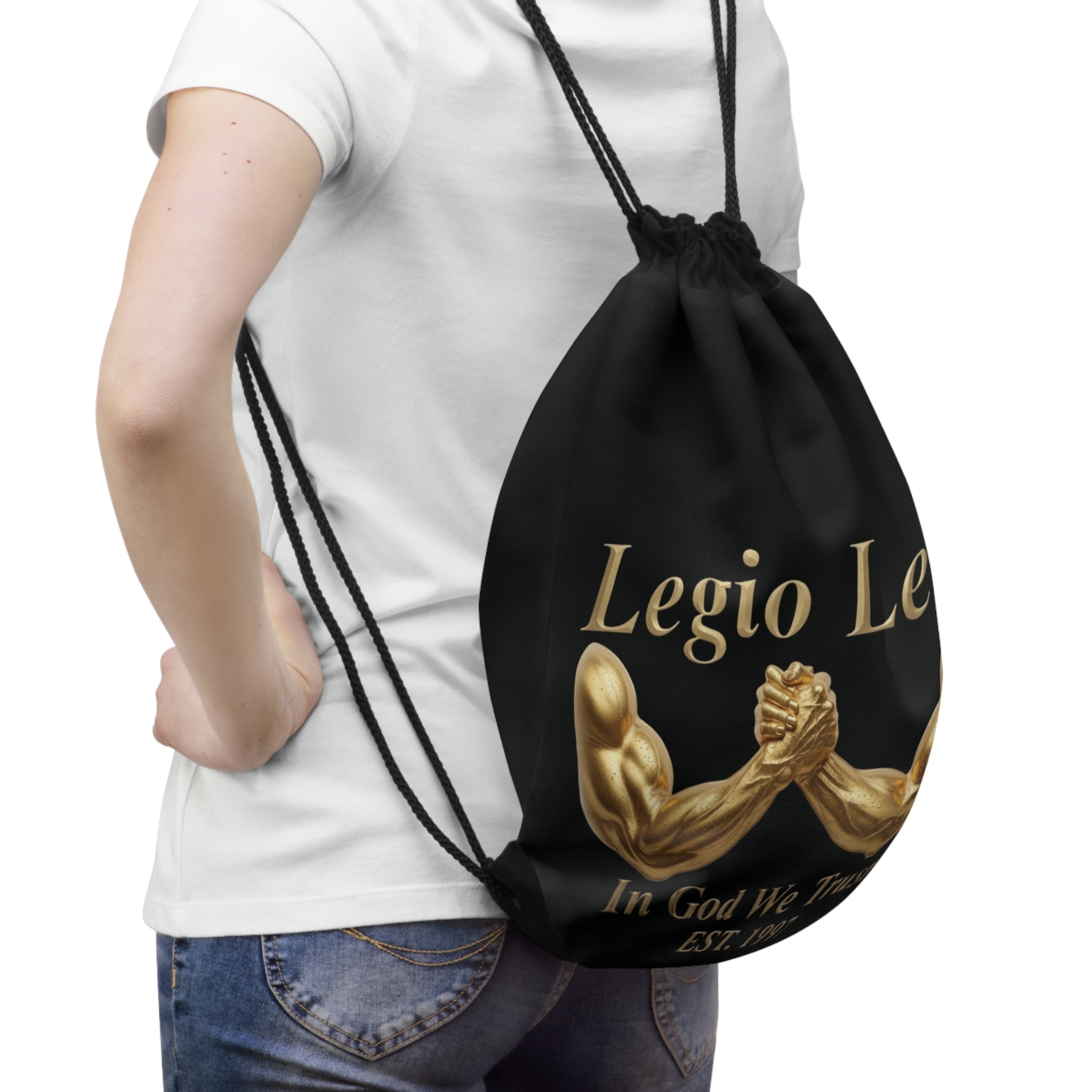 Legio Leo Drawstring Bag — Show of Strength Emblem, 'In God We Trust' Gym Sack