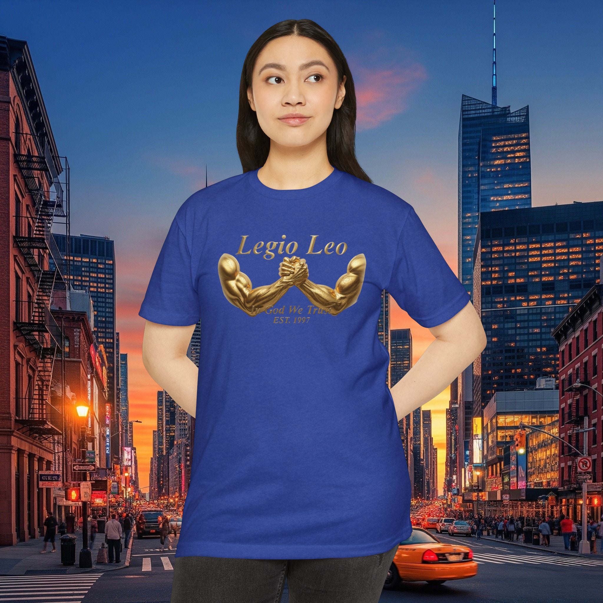 Legio Leo Strength T-Shirt — 'Legio Leo' Gold Arm Wrestling Design