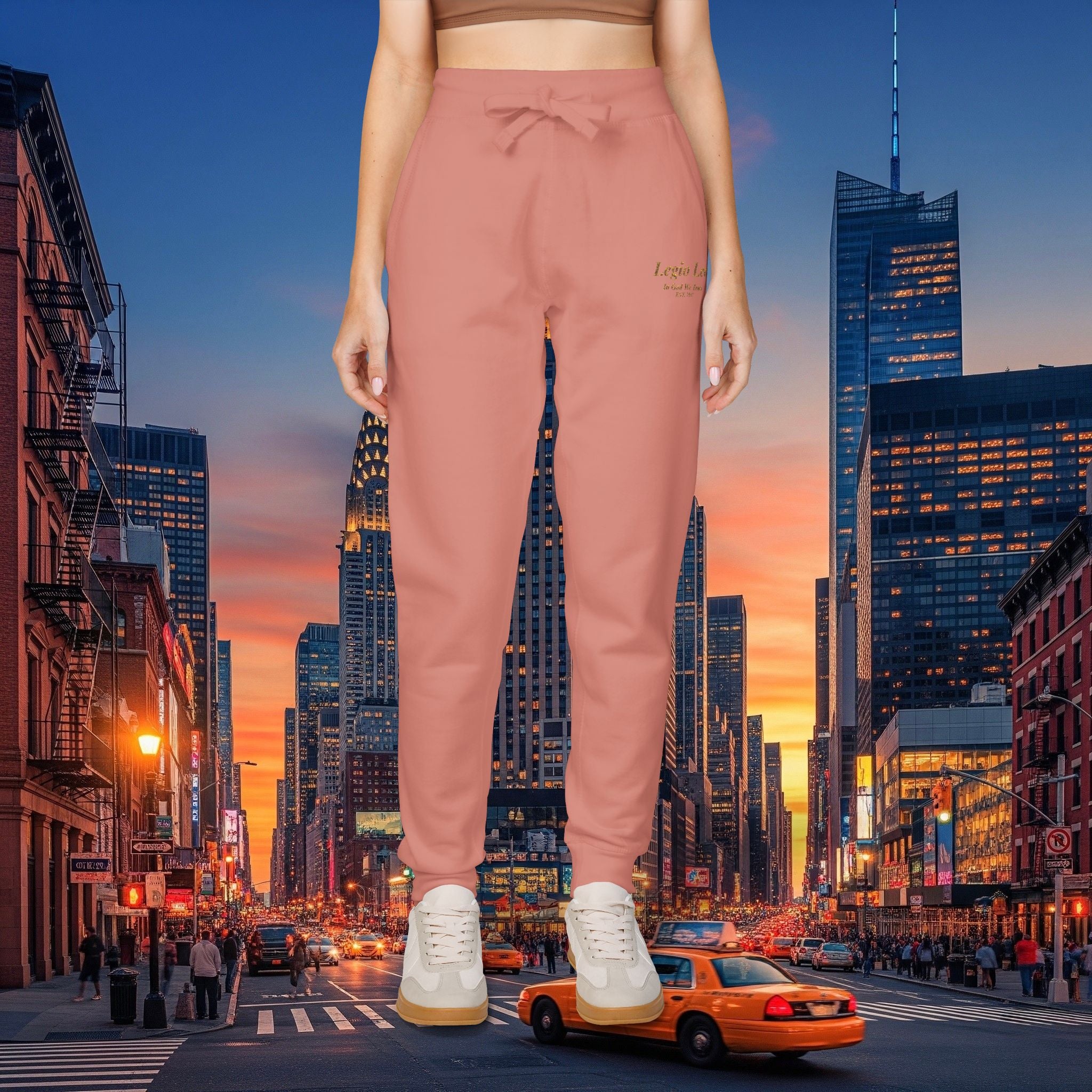 Legio Leo Sweatpants — In God We Trust Embroidery Design Cozy Fleece Joggers