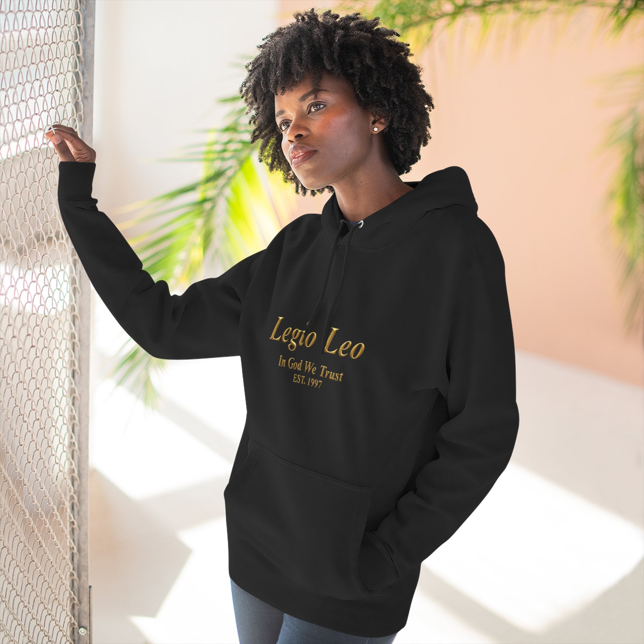 Legio Leo Fleece Hoodie – Minimal Gold Script Pullover