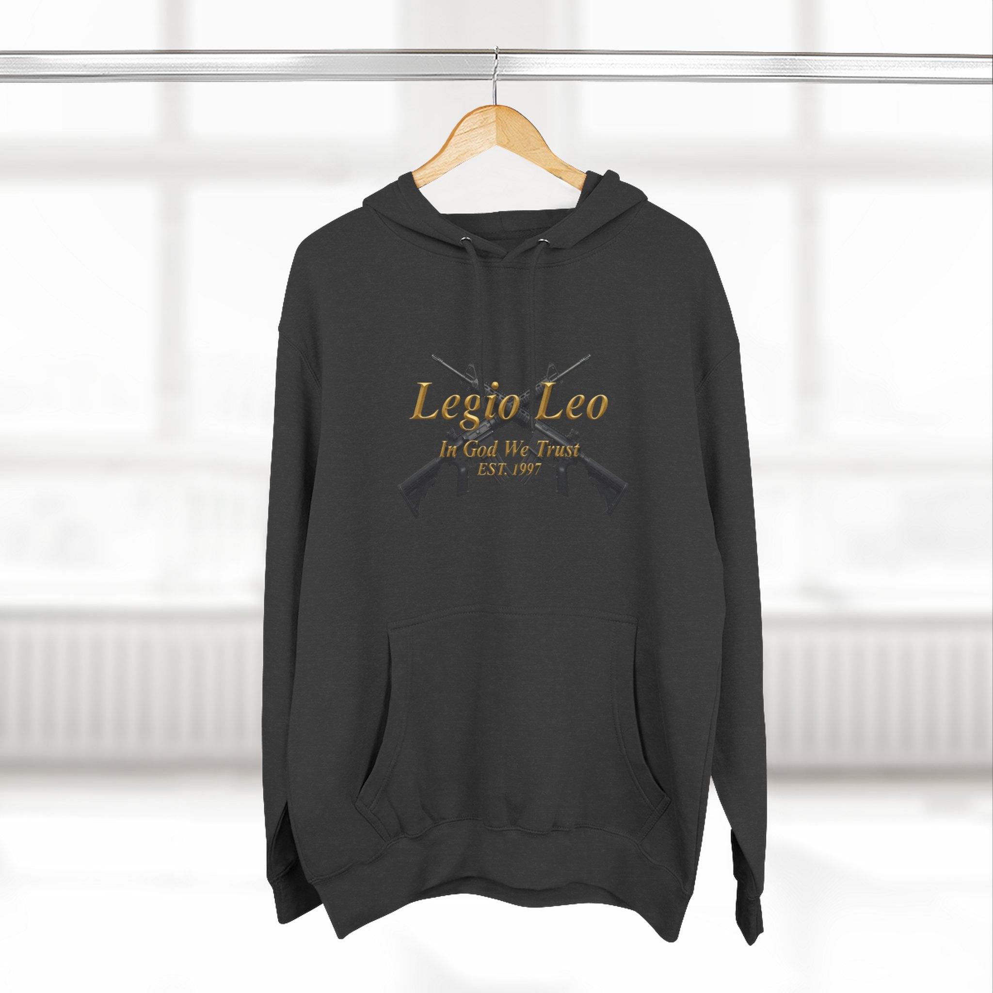 Legio Leo Warrior Fleece Hoodie – Minimal Gold Script Pullover