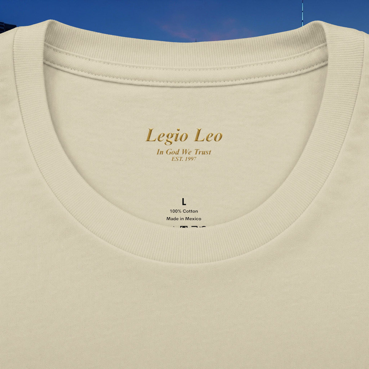 Legio Leo Cross Tee – "In God We Trust" Cotton Crew Shirt