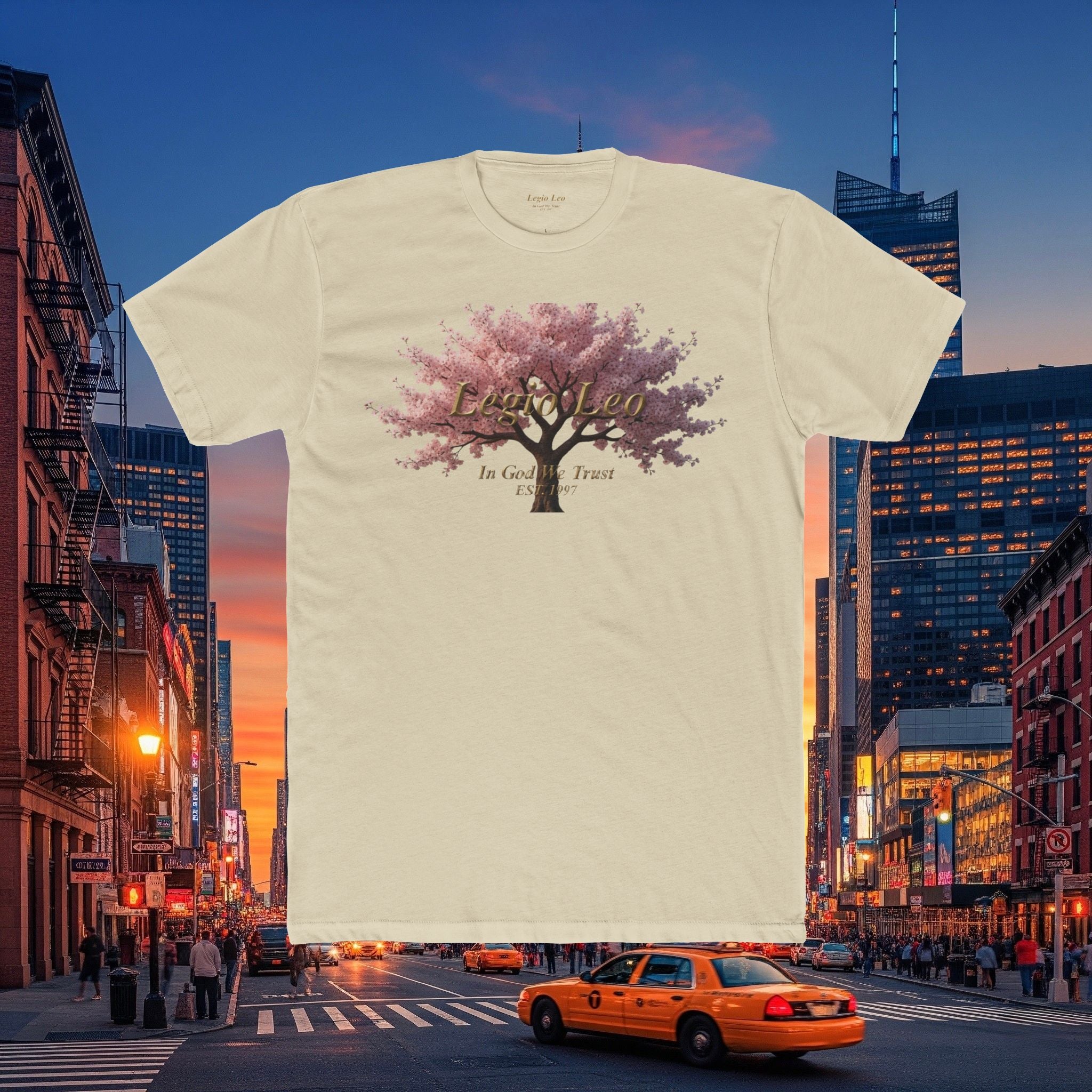 Classic Cotton Tee — Minimal Everyday Crew Shirt | Cherry Blossom Design