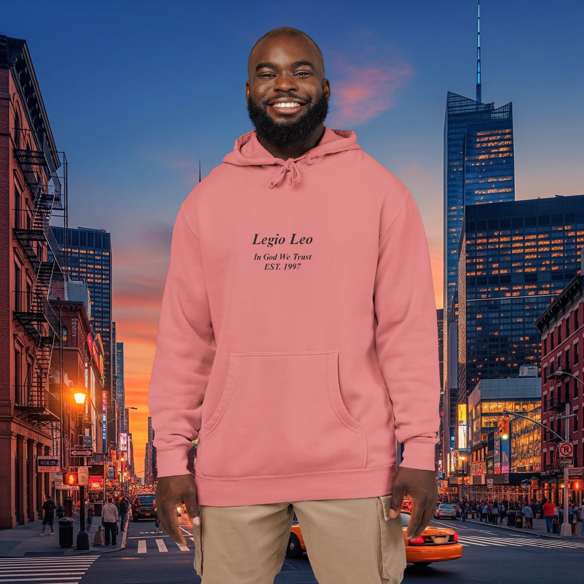 Minimal Olive Pigment-Dyed Hoodie — Subtle Script "Legio Leo" Design