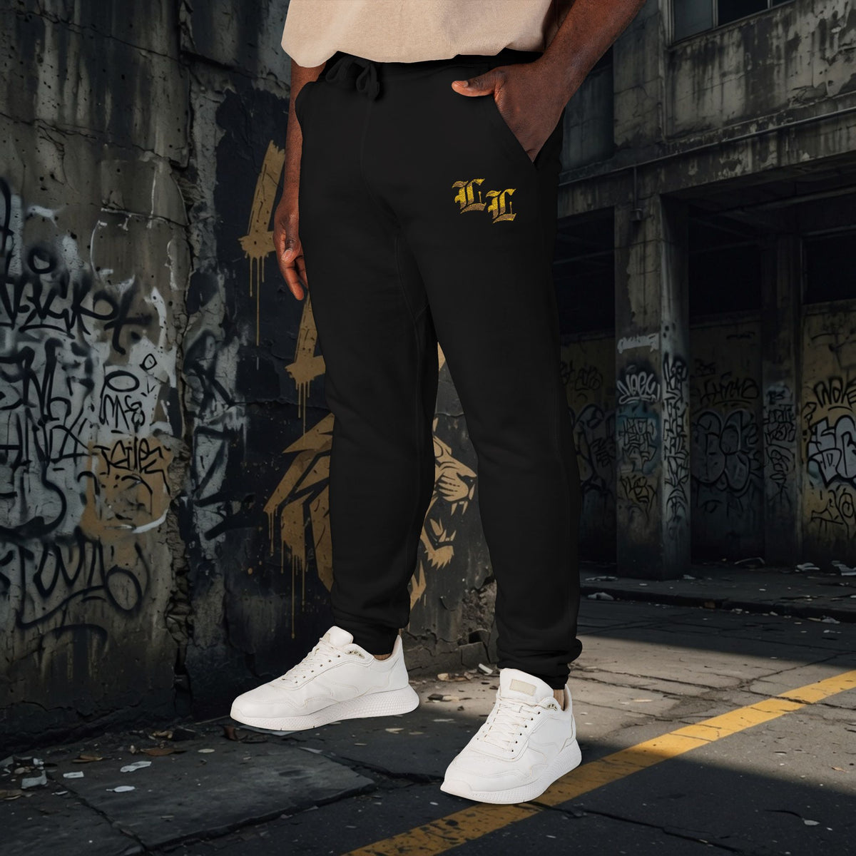 Legio Leo Embroidered Streetwear Fleece Sweatpants