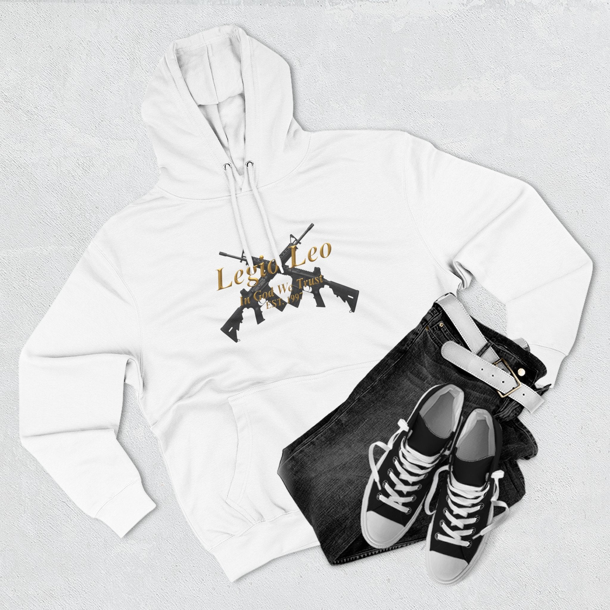 Legio Leo Warrior Fleece Hoodie – Minimal Gold Script Pullover
