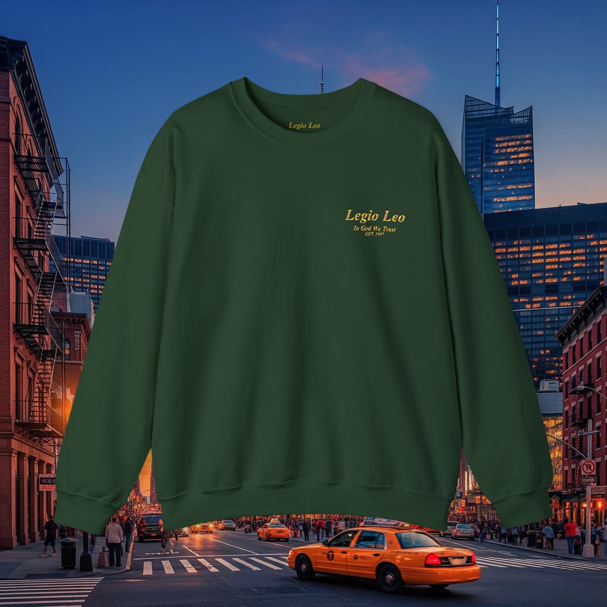 Legio Leo Crewneck Sweatshirt | In God We Trust Embroidery