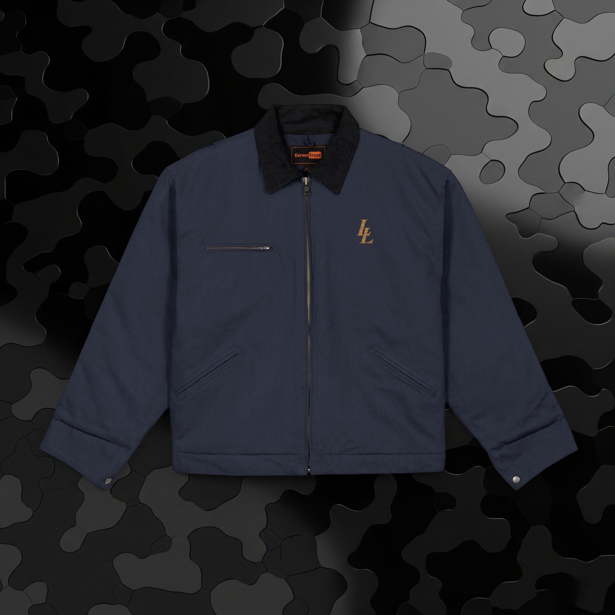 Legio Leo by DZ Royal Embroidered Duck Cloth Work Jacket — Durable Black Canvas Utility Coat