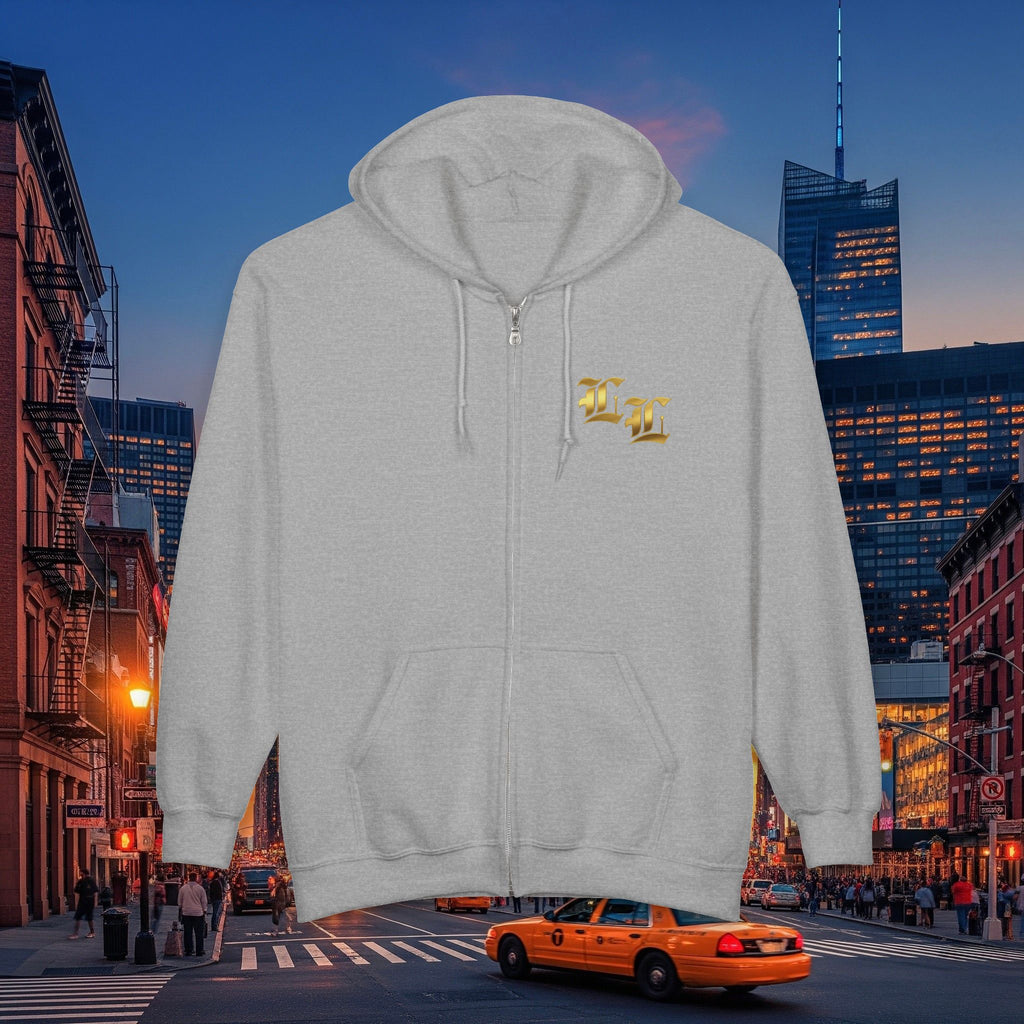 Legio Leo Zip Hoodie | Old English Font Golden L’s