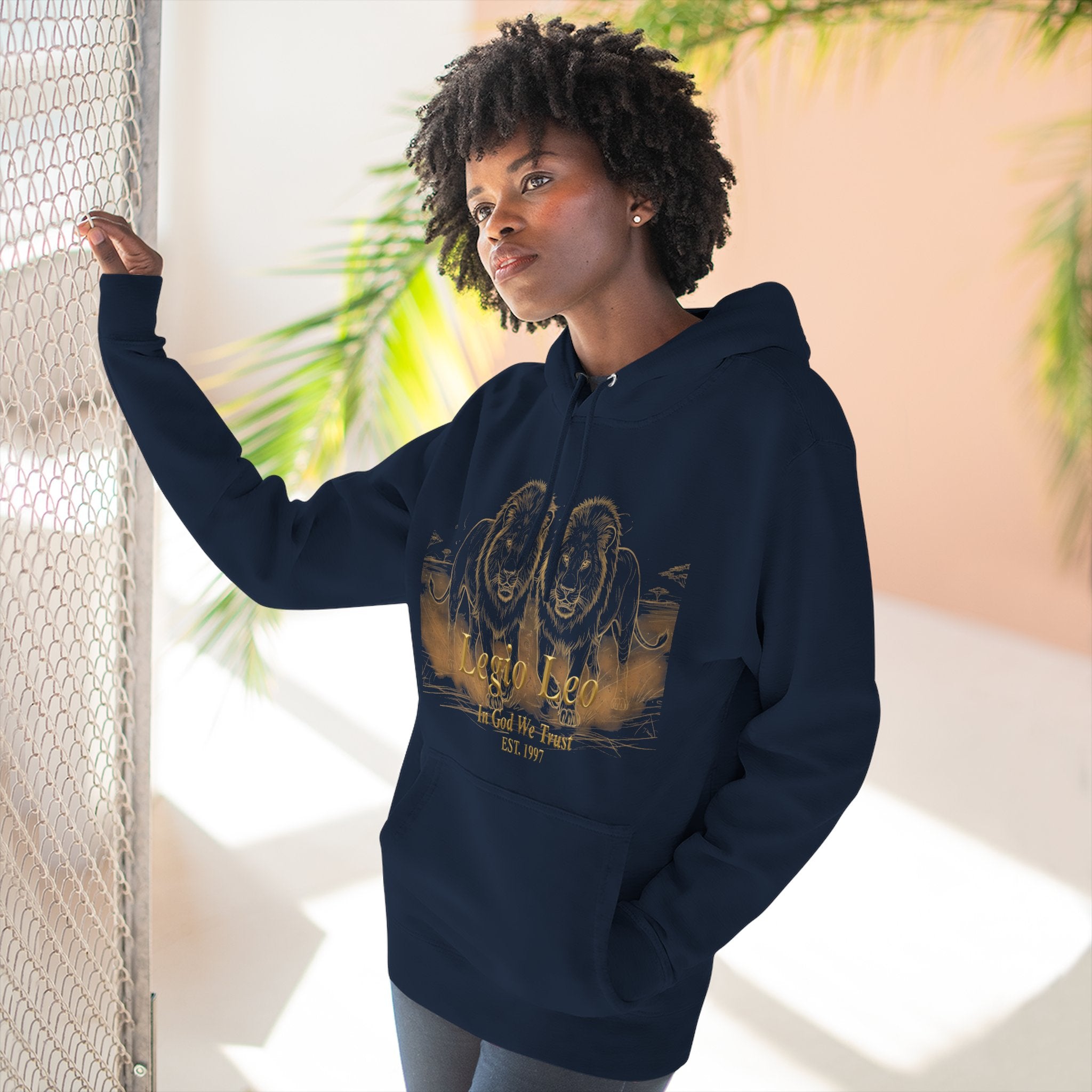 Legio Leo Fleece Hoodie – Minimal Gold Script Brothers 4 Life Pullover