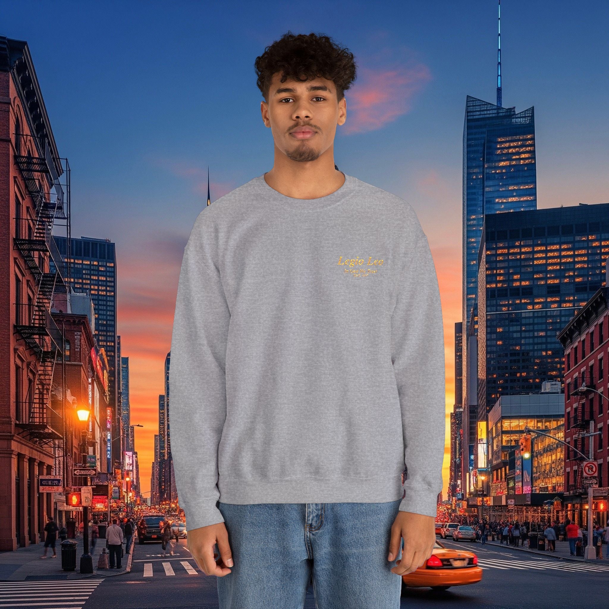 Legio Leo Crewneck Sweatshirt | In God We Trust Embroidery