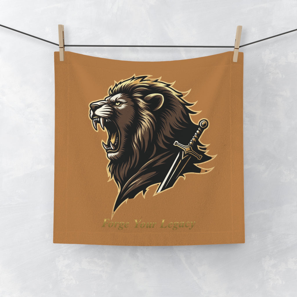 Roaring Lion & Sword Face Towel — "Forge Your Legacy"