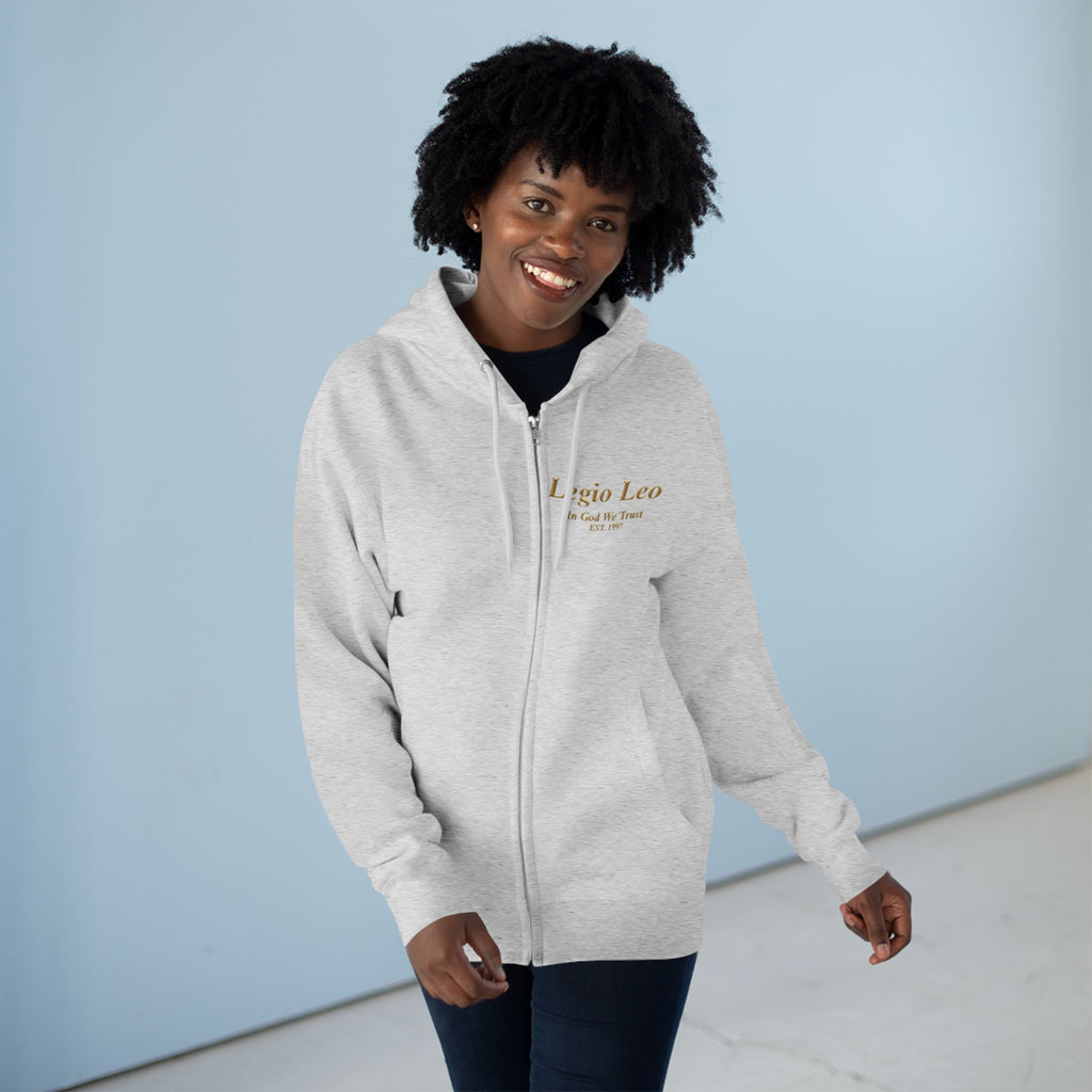 Zip Hoodie — "Legio Leo" Classic Small Chest Logo Zip-Up
