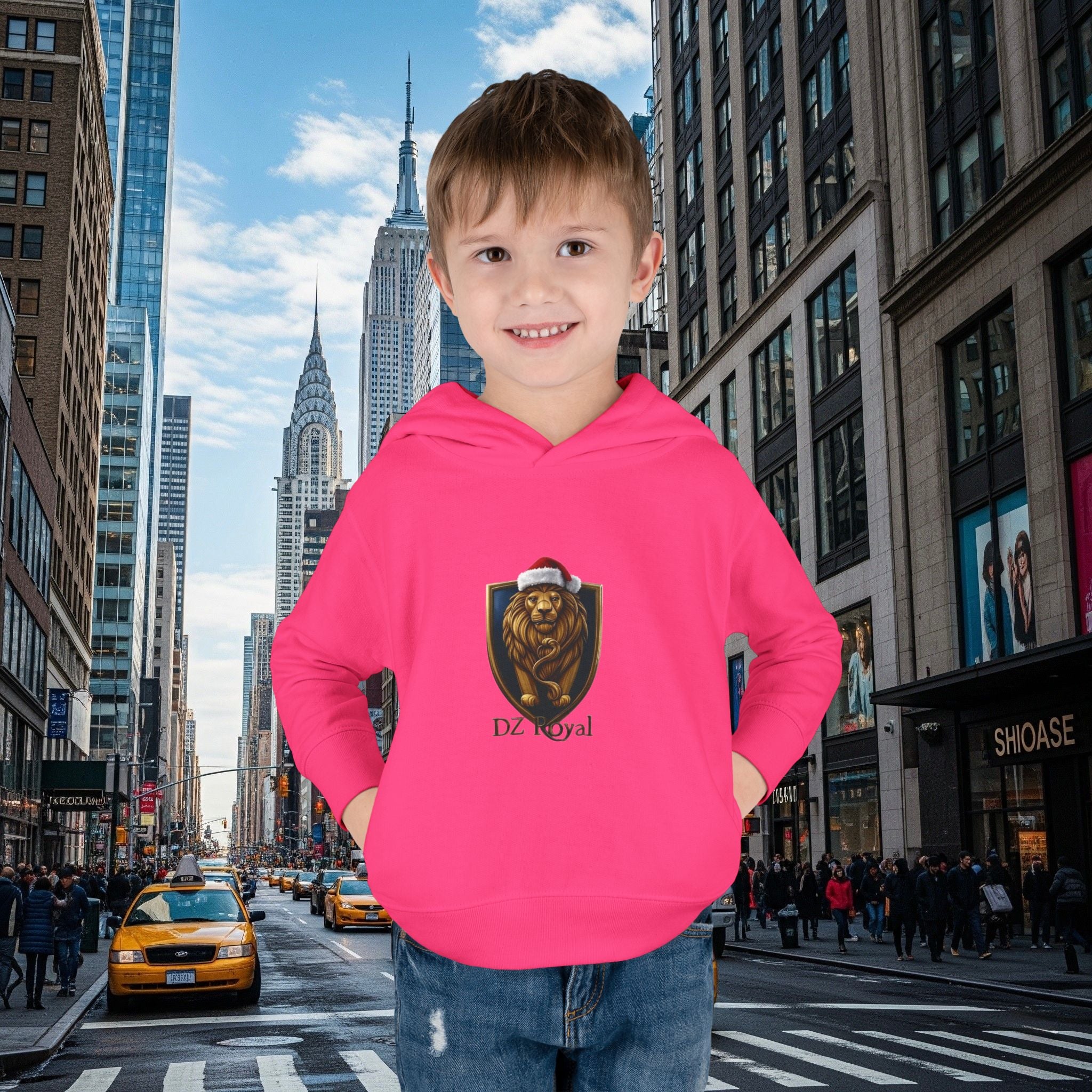 DZ Royal Christmas Toddler Pullover Fleece Hoodie (Grown Lion)
