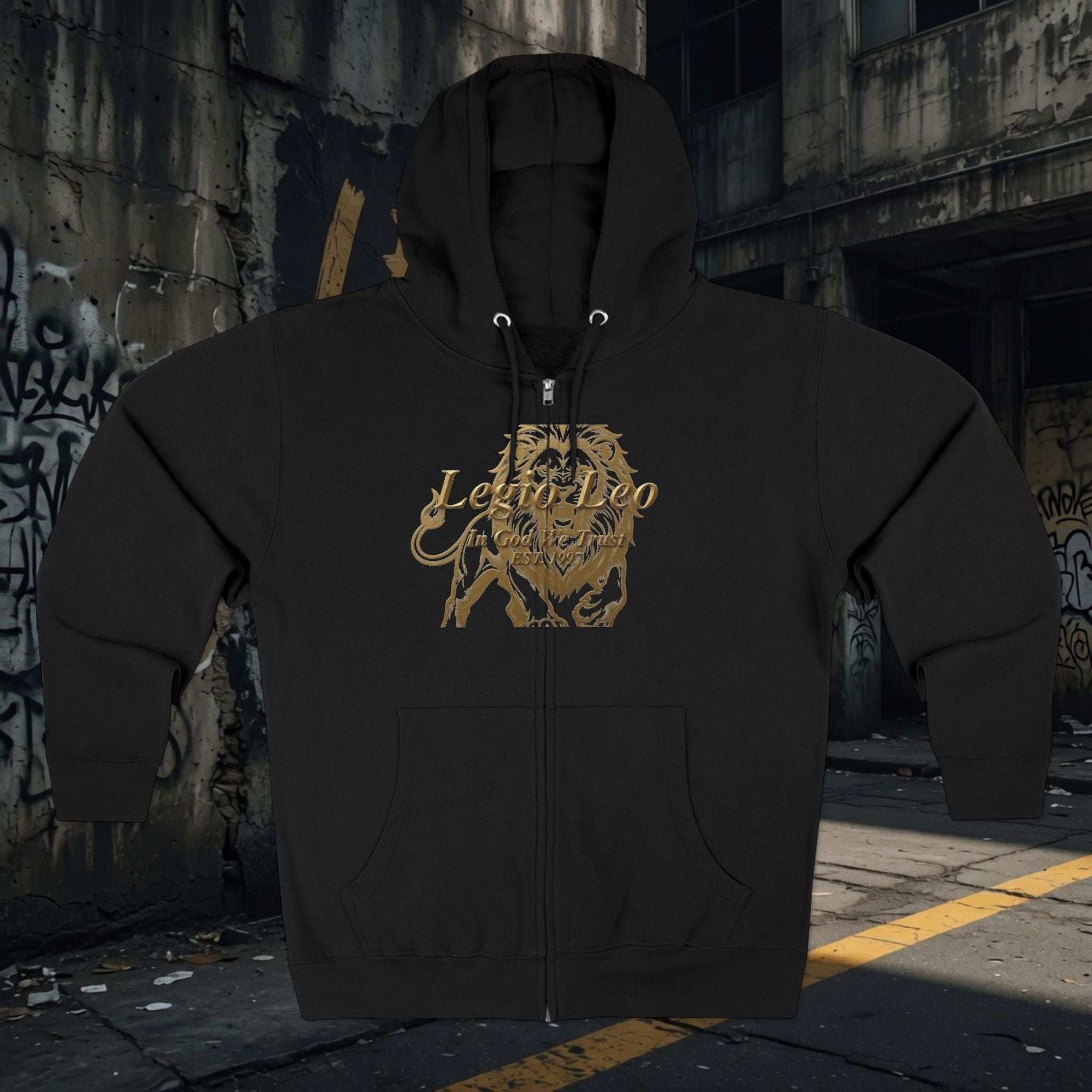 Legio Leo Warrior Zip Hoodie — "Fierce" Definition Streetwear