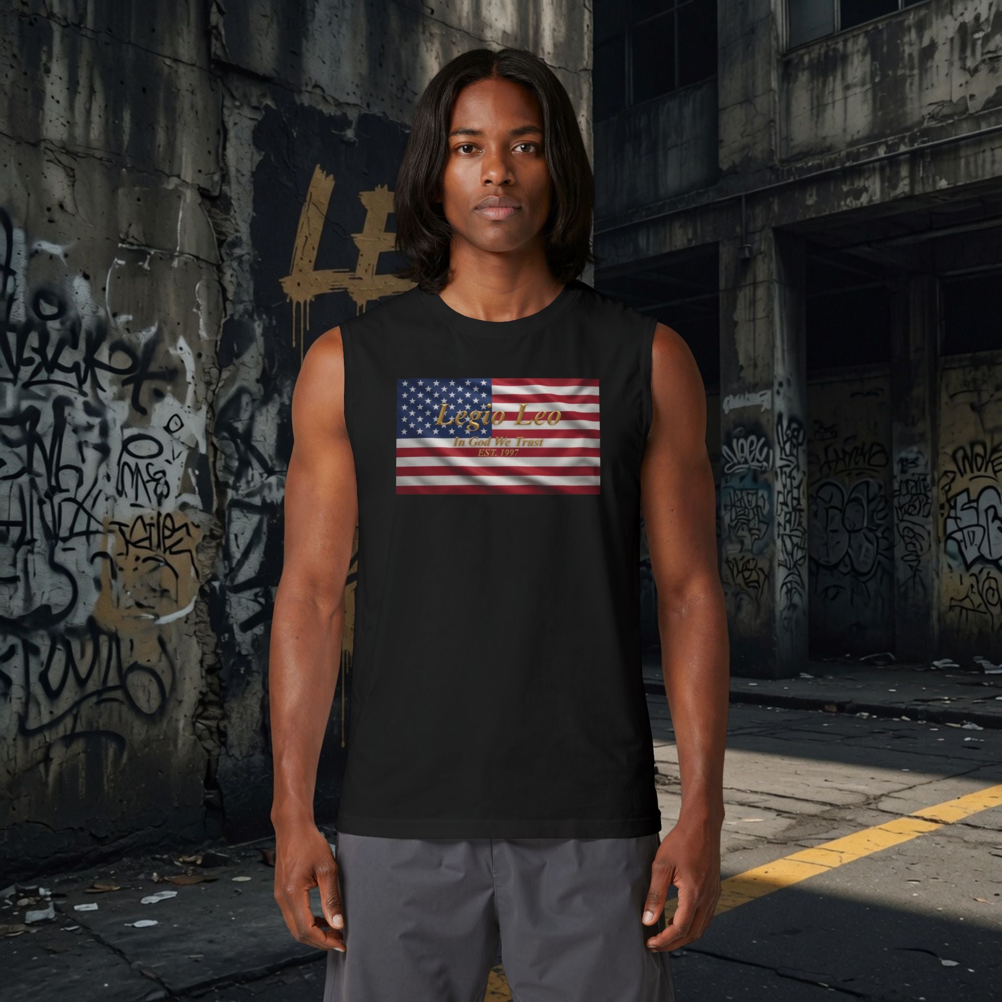 American Flag Muscle Tank — USA Vintage Patriotic Tank