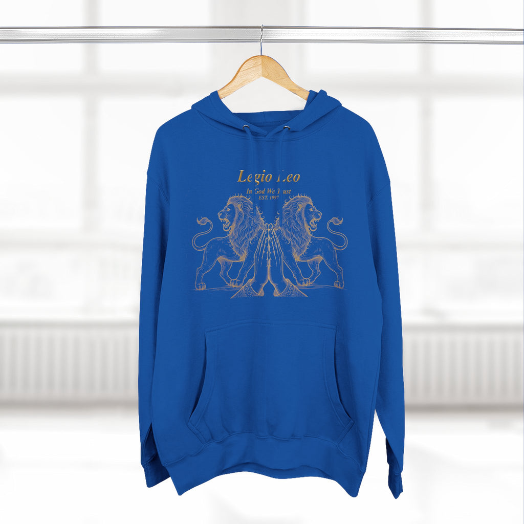Legio Leo Fleece Hoodie – Minimal Gold Script Pullover Guardian Design