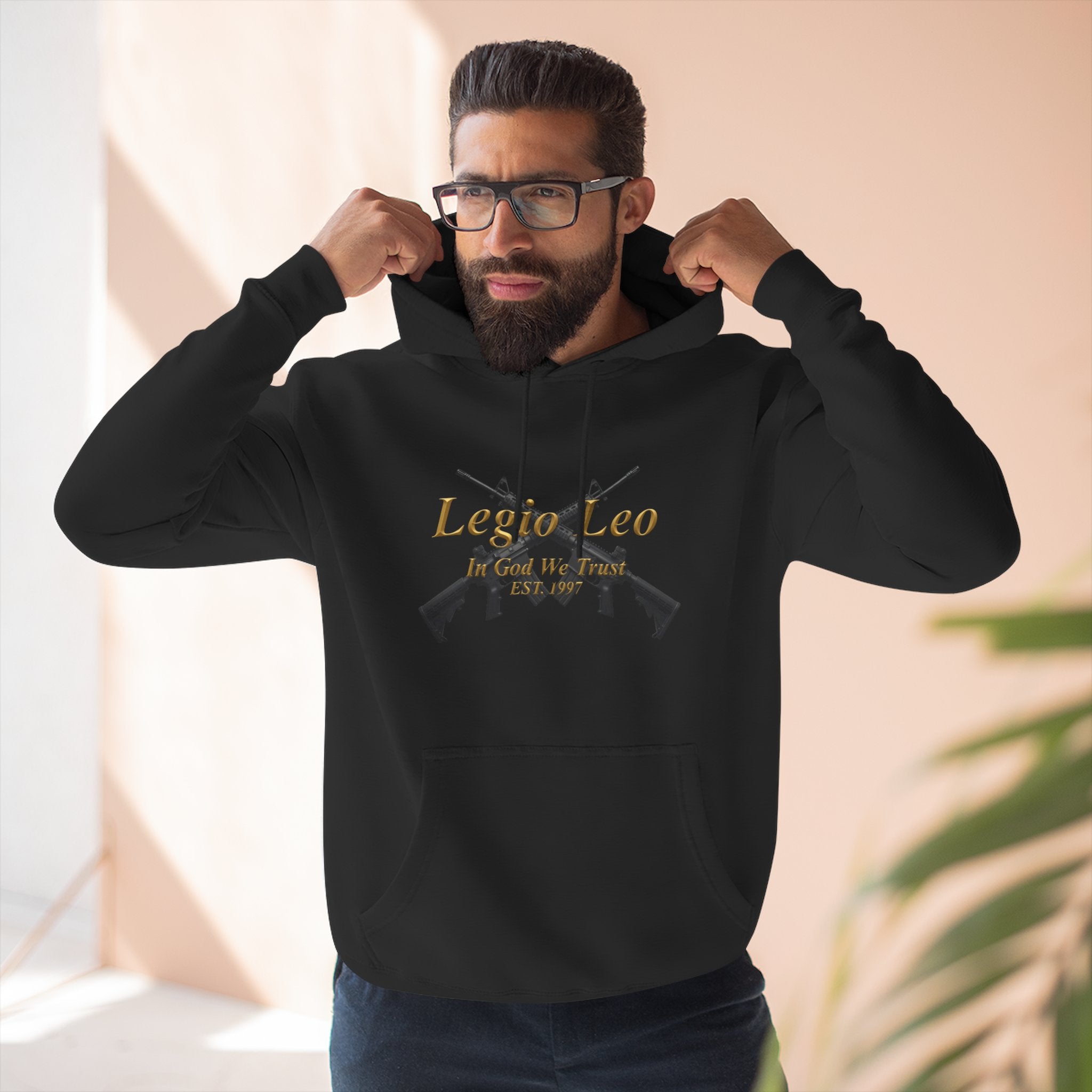 Legio Leo Warrior Fleece Hoodie – Minimal Gold Script Pullover