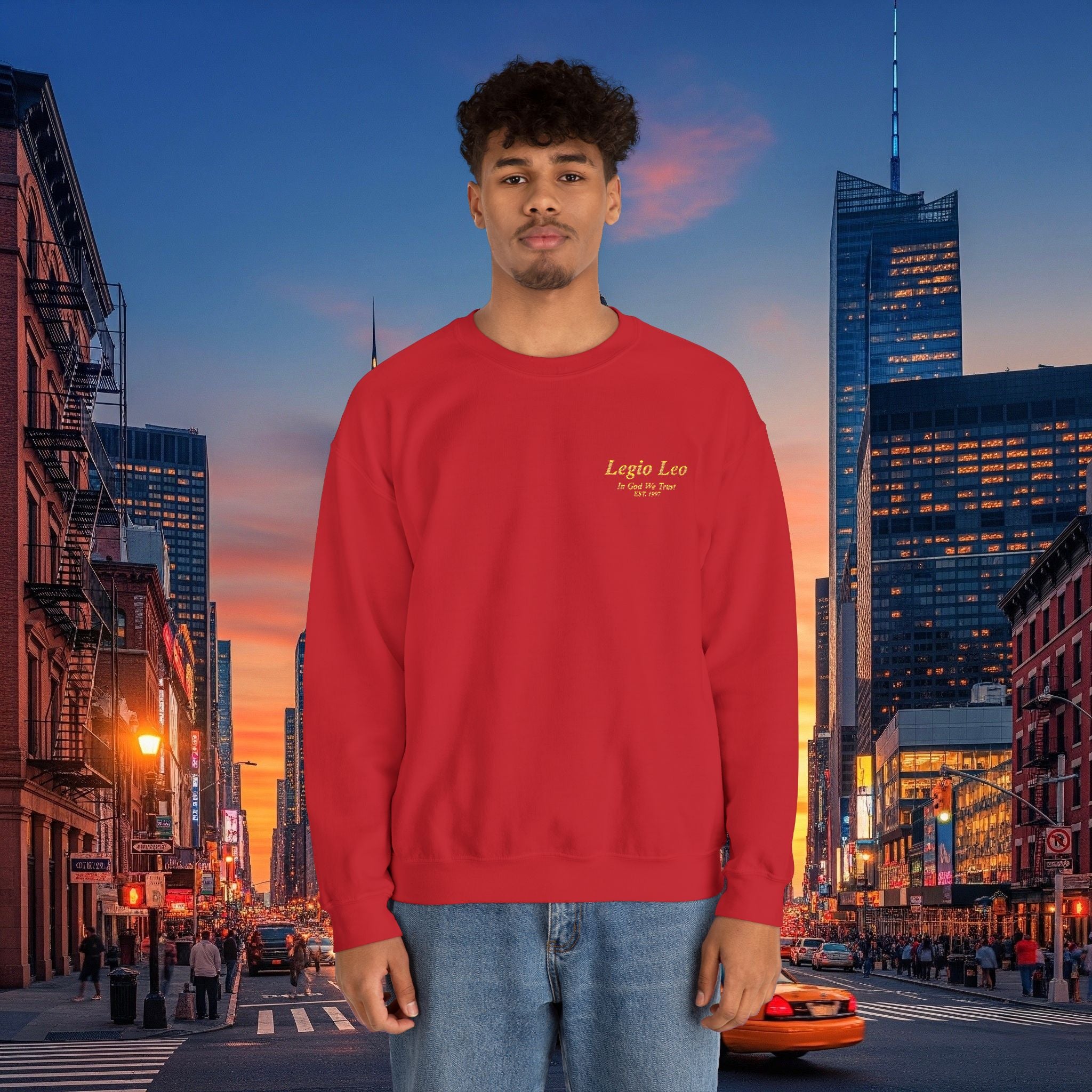 Legio Leo Crewneck Sweatshirt | In God We Trust Embroidery
