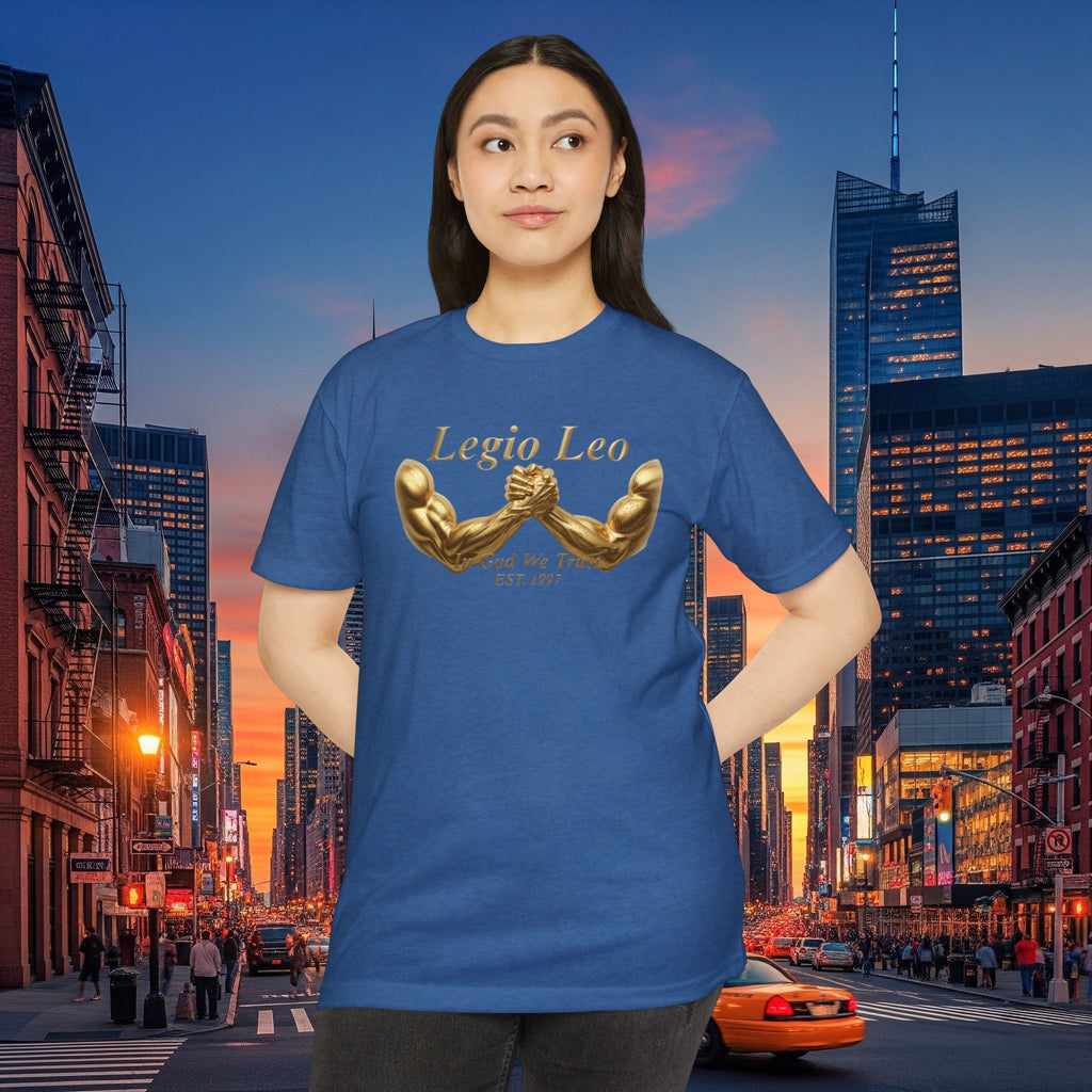 Legio Leo Strength T-Shirt — 'Legio Leo' Gold Arm Wrestling Design