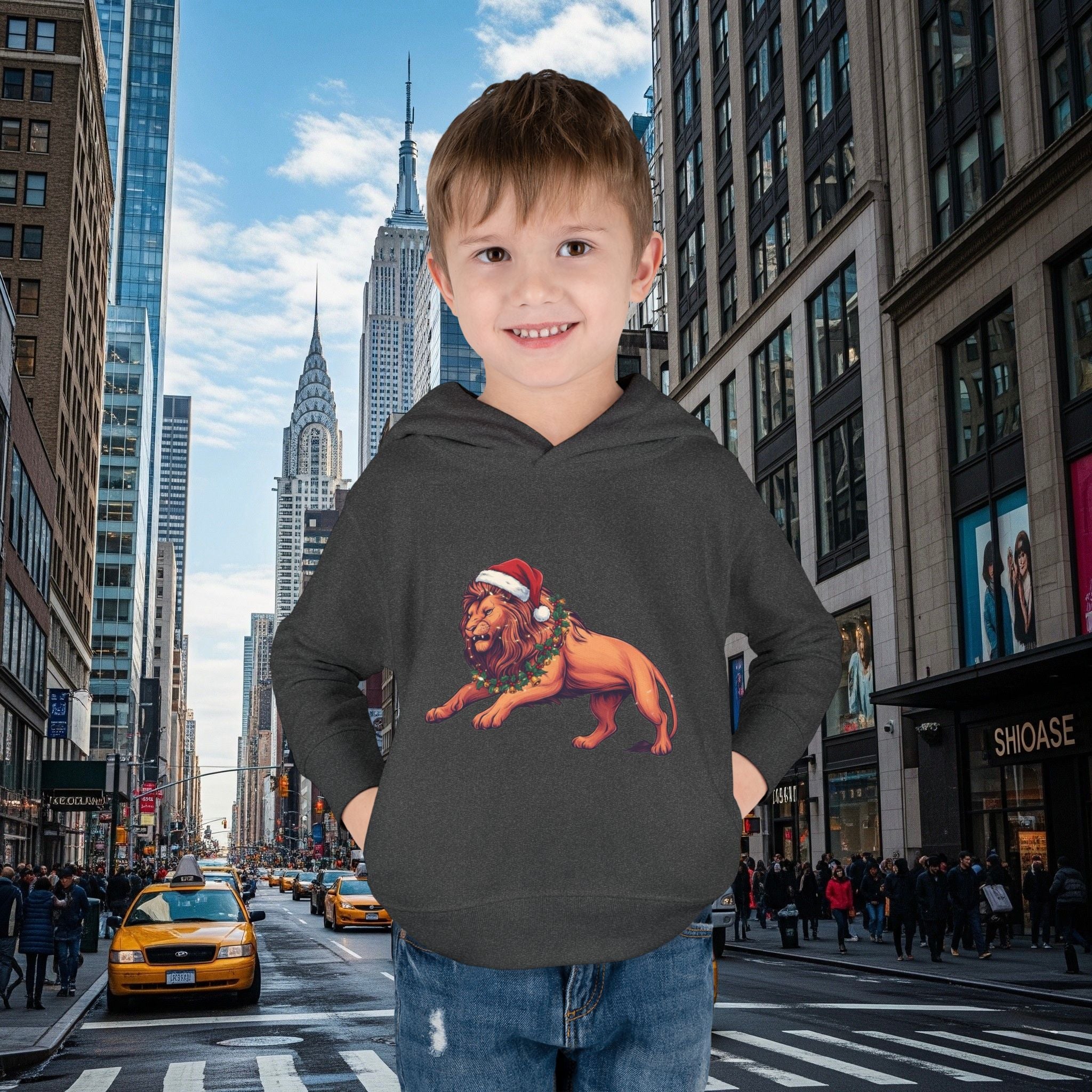 Christmas Legio Leo’s Toddler Pullover Fleece Hoodie (Grown Lion)
