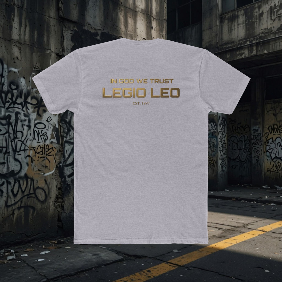 Legio Leo Graphic Tee — "In God We Trust" Back Print Cotton T-Shirt