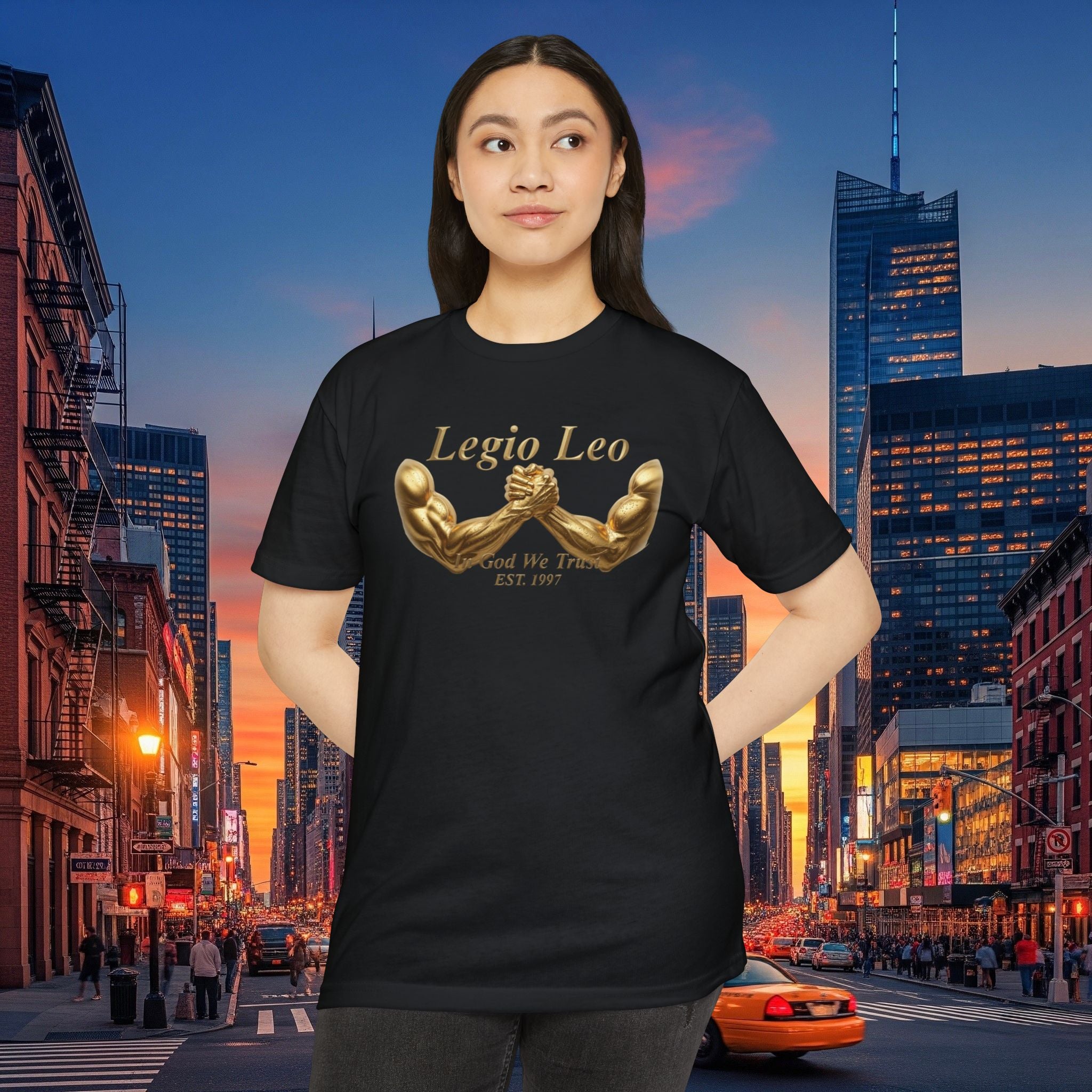 Legio Leo Strength T-Shirt — 'Legio Leo' Gold Arm Wrestling Design