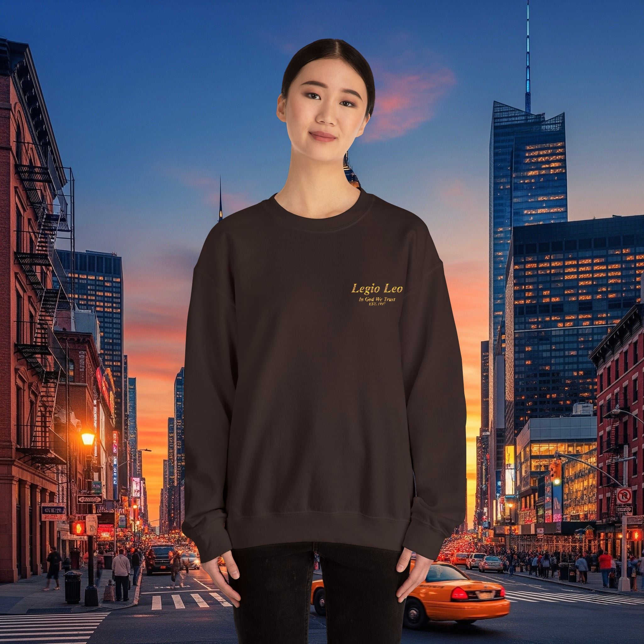 Legio Leo Crewneck Sweatshirt | In God We Trust Embroidery