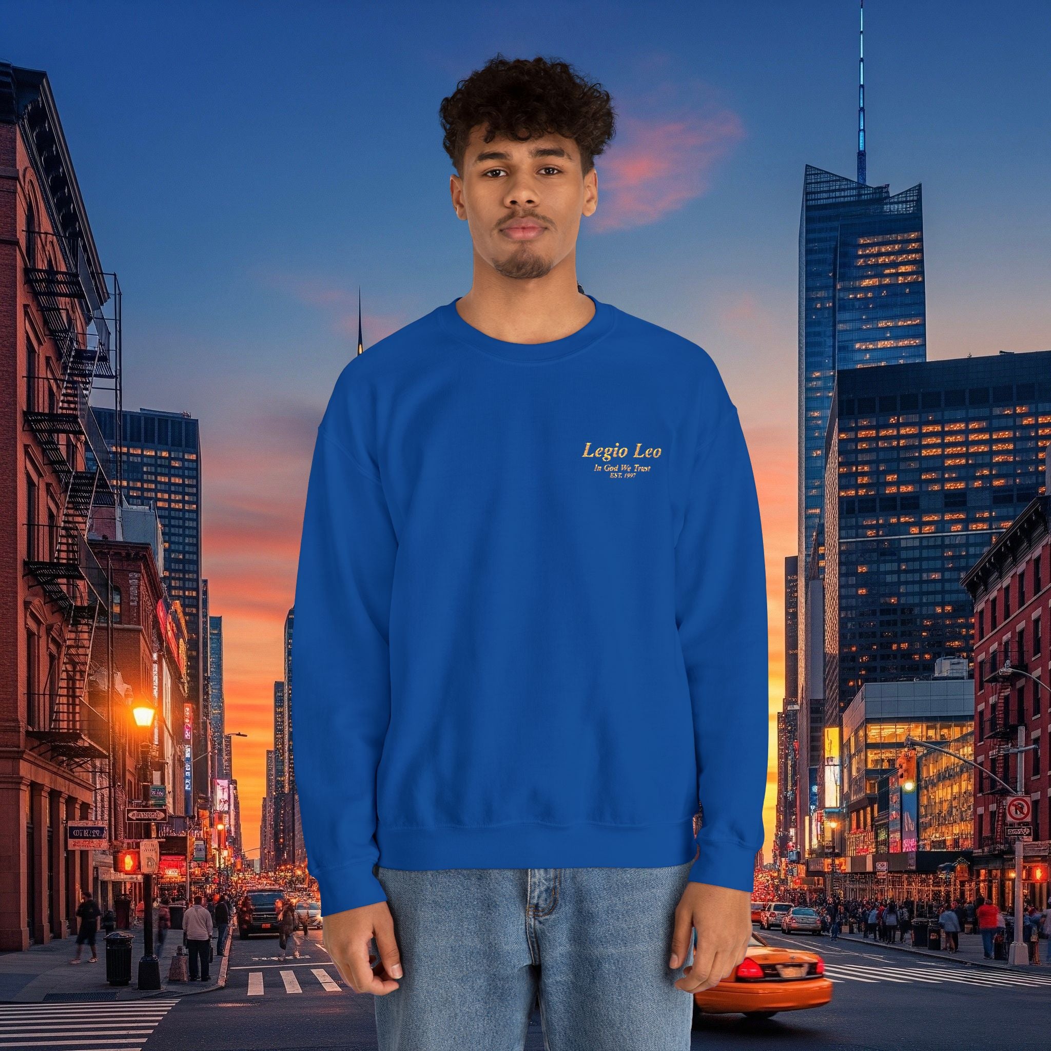 Legio Leo Crewneck Sweatshirt | In God We Trust Embroidery