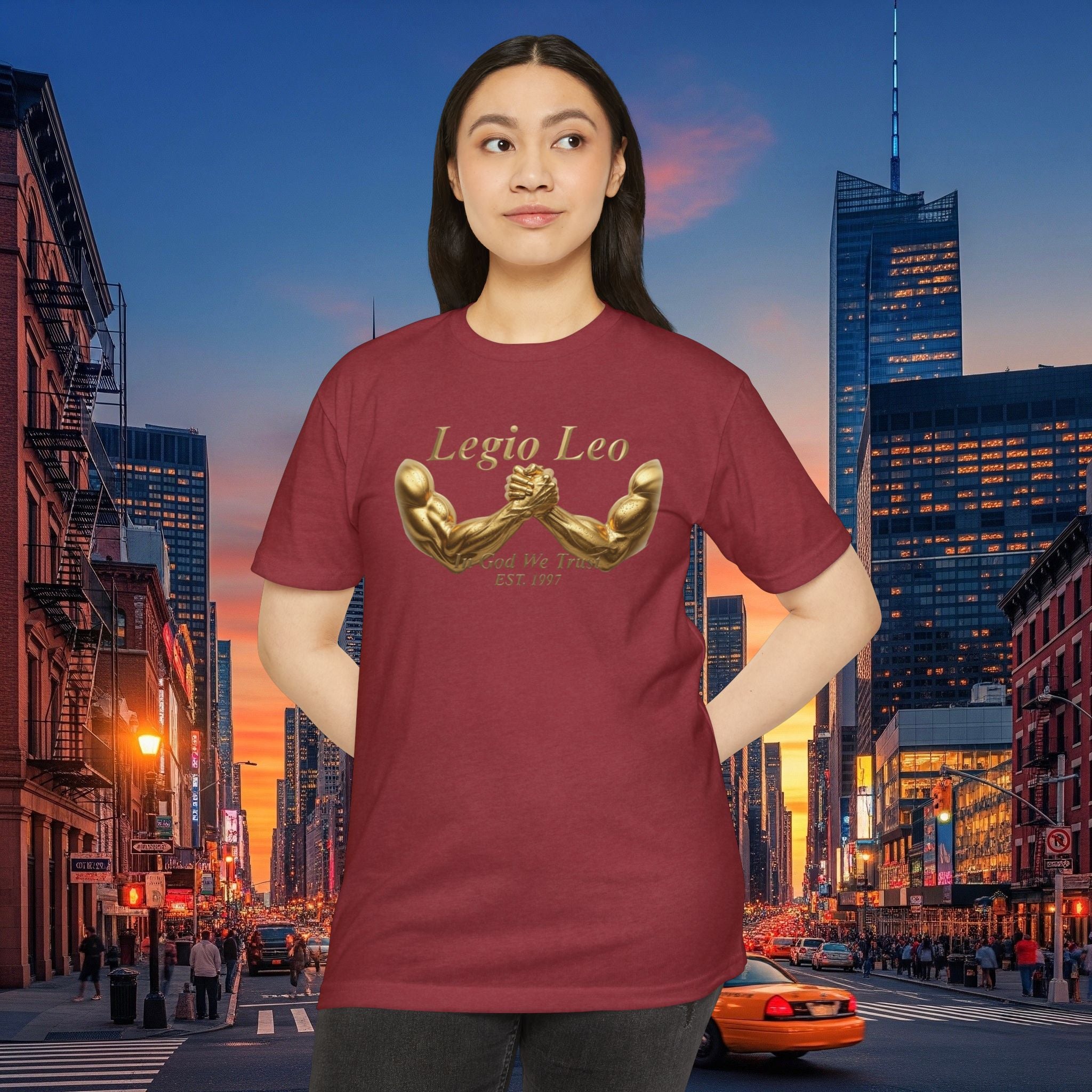 Legio Leo Strength T-Shirt — 'Legio Leo' Gold Arm Wrestling Design