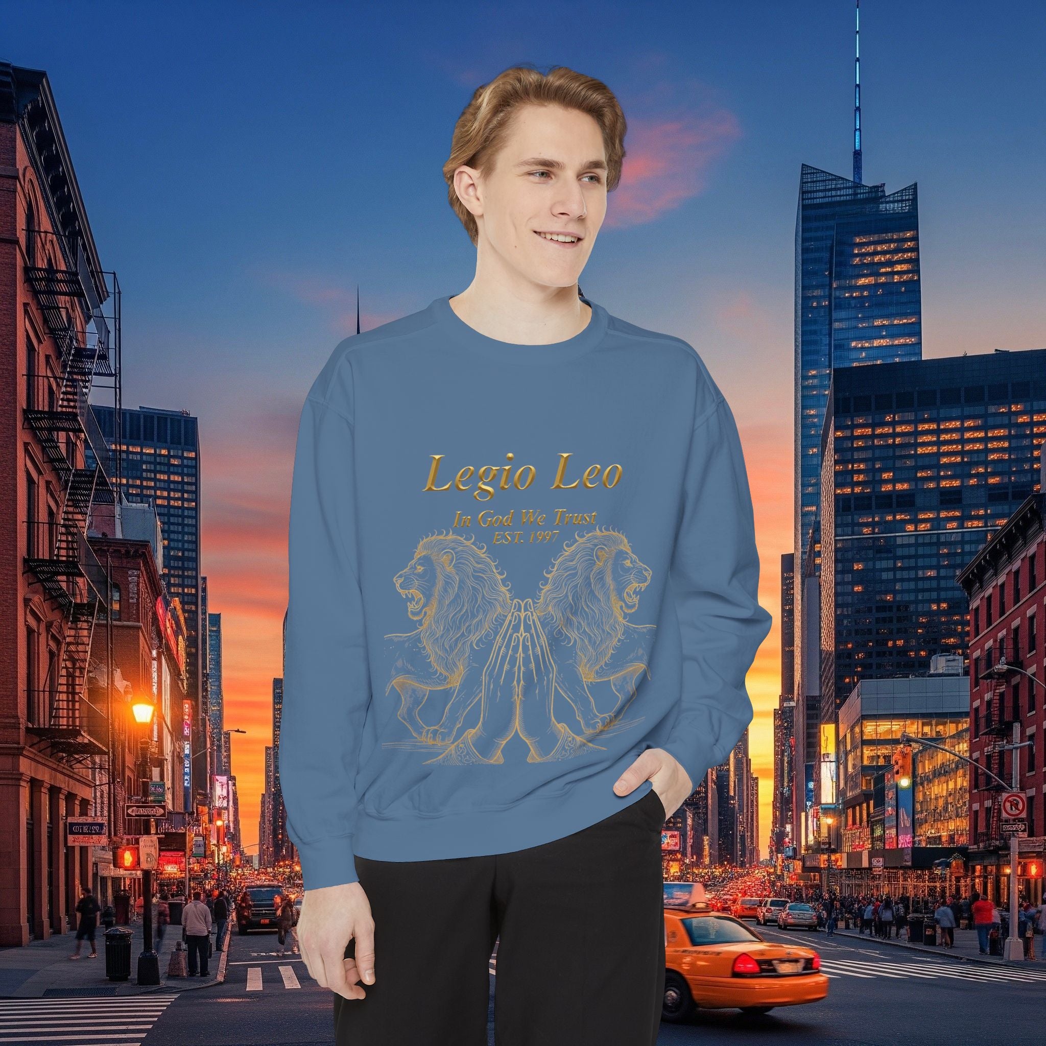 Legio Leo Sweatshirt – Minimal Gold Script Battle Ready Lions Crewneck