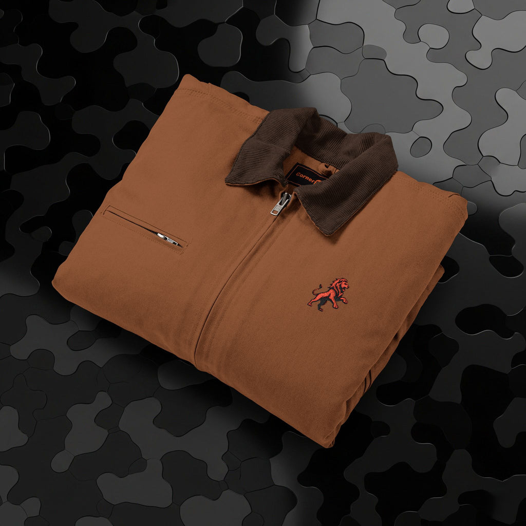 Legio Leo by DZ Royal Embroidered Duck Cloth Work Jacket — Durable Black Canvas Utility Coat