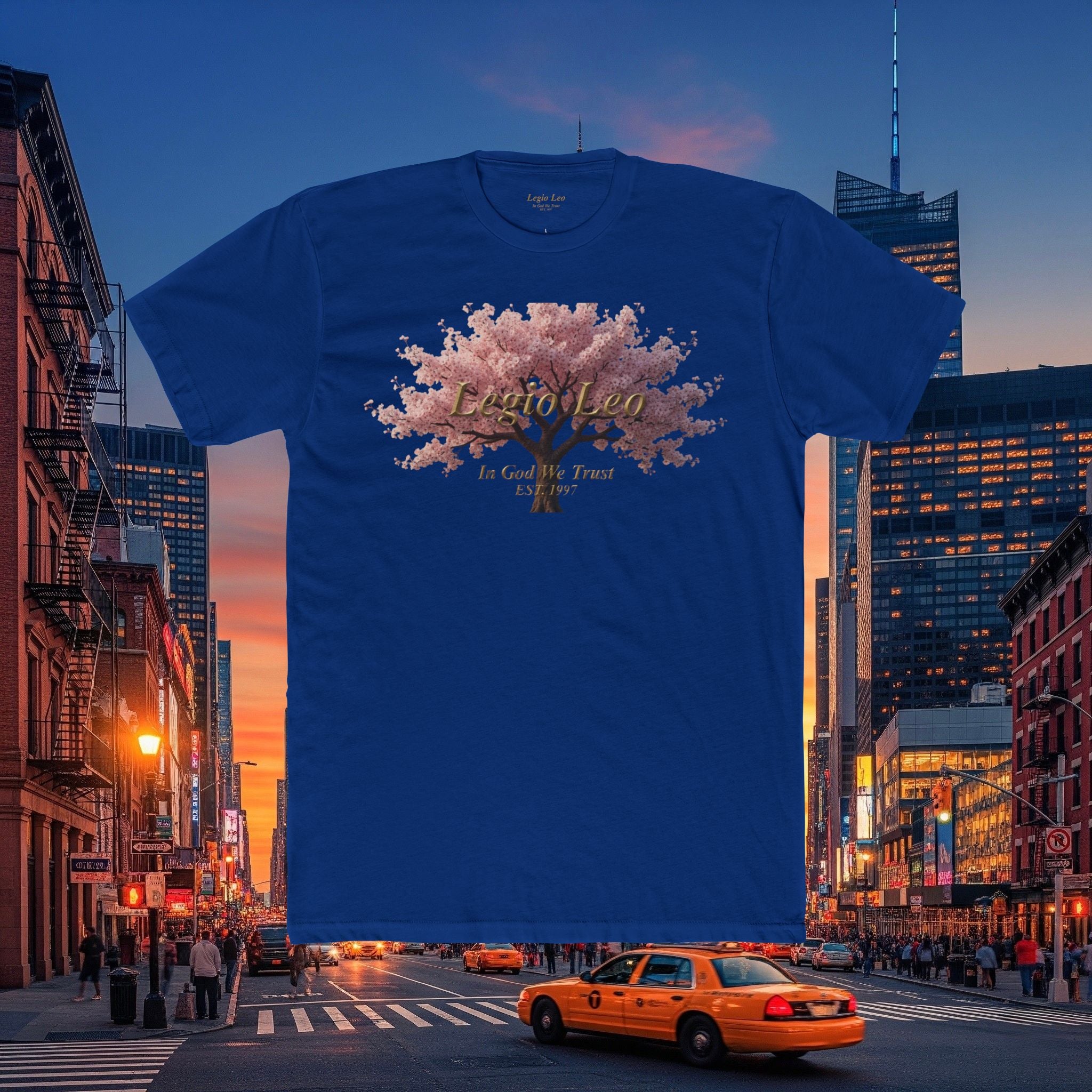Classic Cotton Tee — Minimal Everyday Crew Shirt | Cherry Blossom Design