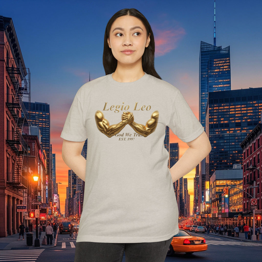 Legio Leo Strength T-Shirt — 'Legio Leo' Gold Arm Wrestling Design