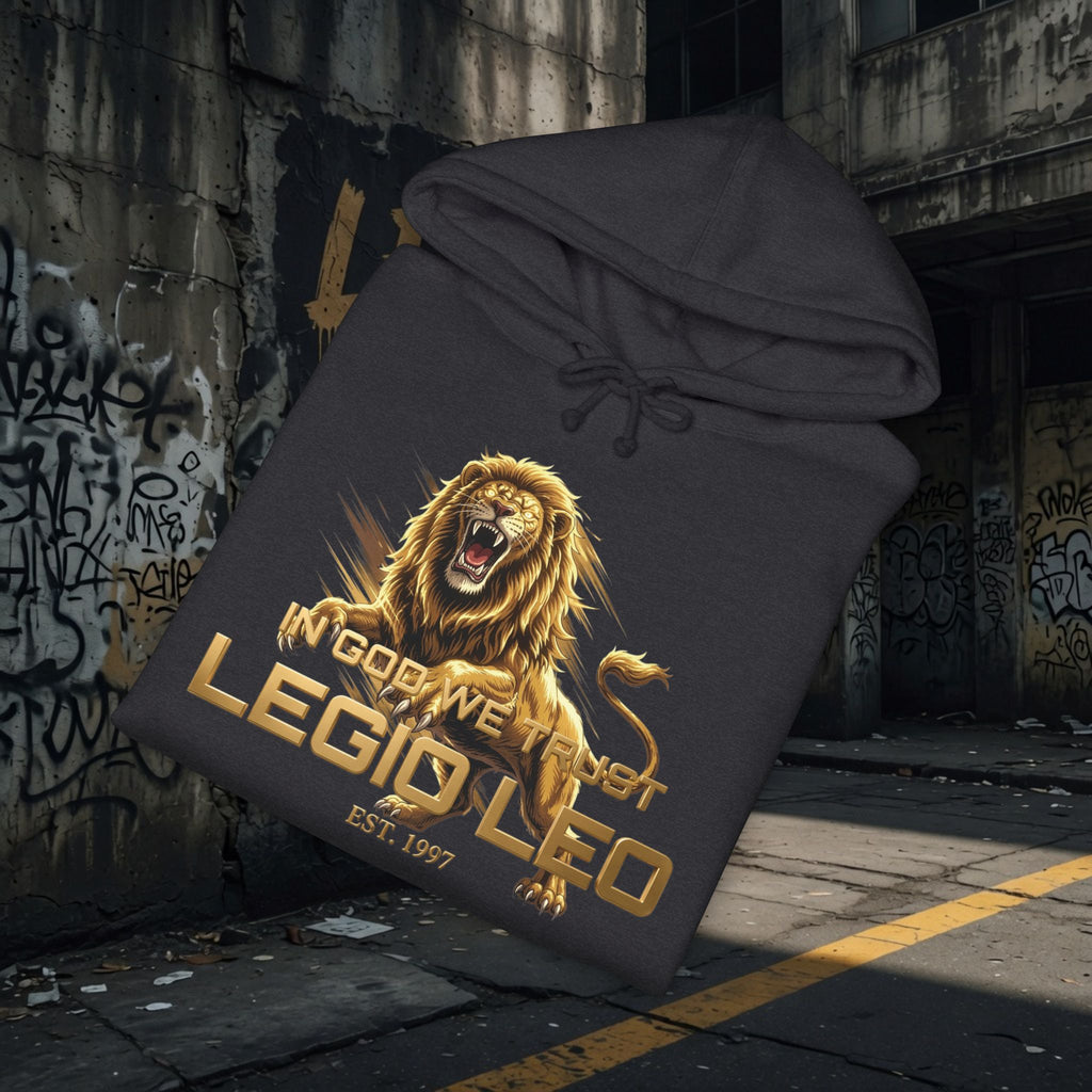Heavyweight Hooded Sweatshirt | Bold LION & IN GOD WE TRUST