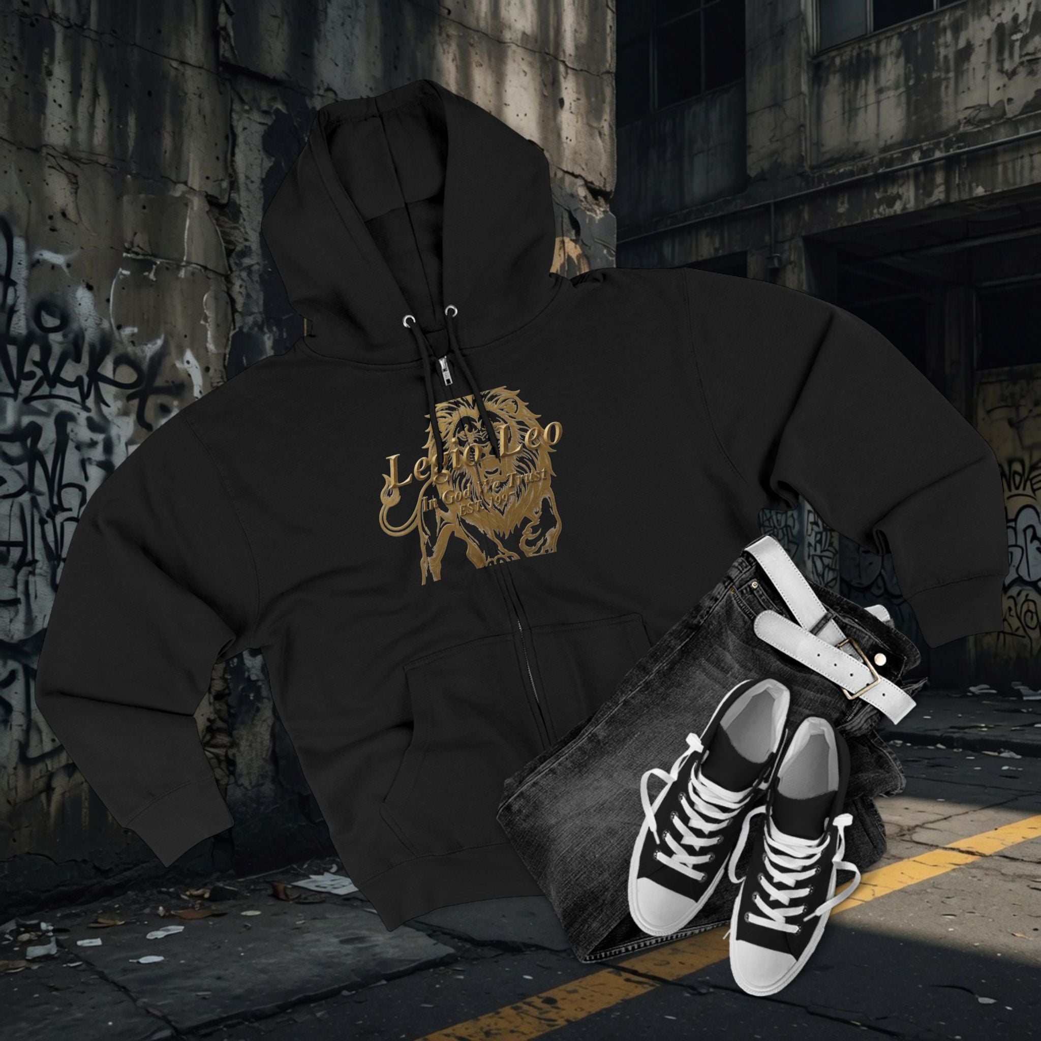 Legio Leo Warrior Zip Hoodie — "Fierce" Definition Streetwear