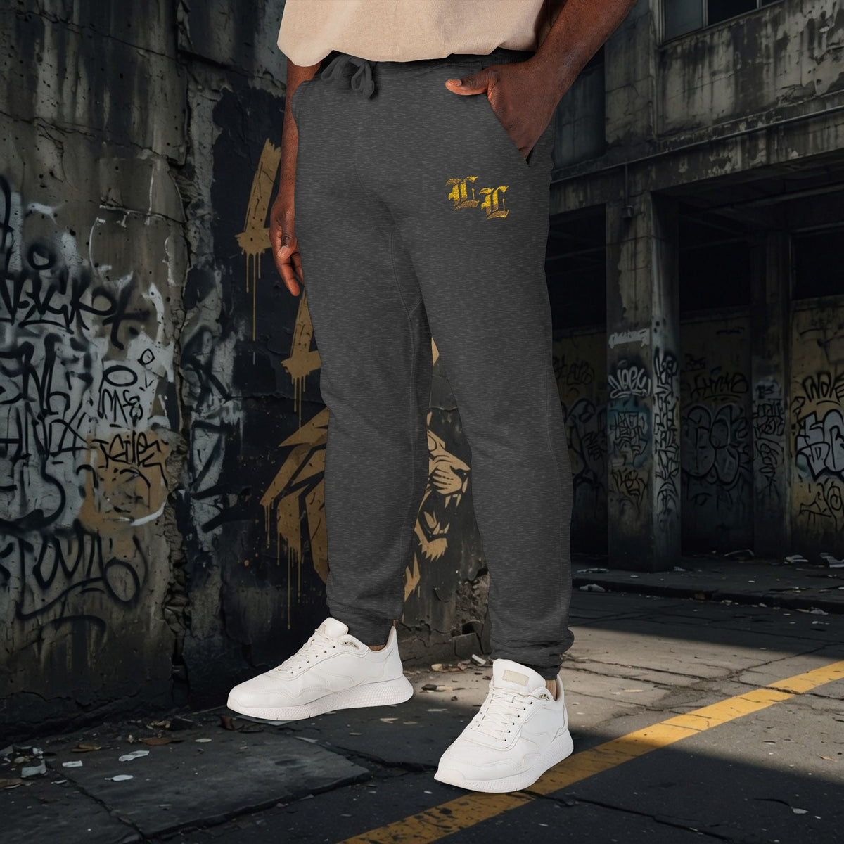 Legio Leo Embroidered Streetwear Fleece Sweatpants