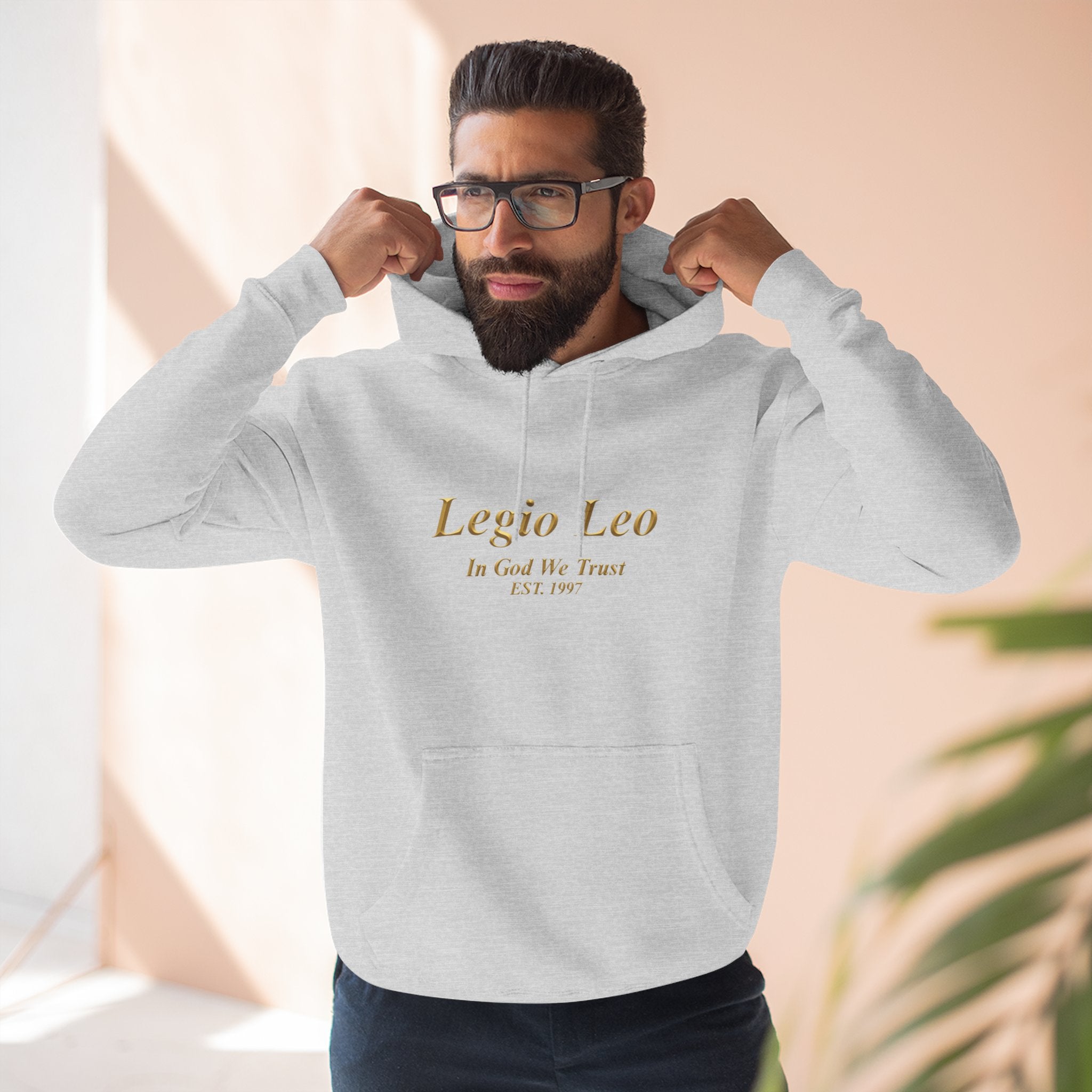 Legio Leo Fleece Hoodie – Minimal Gold Script Pullover