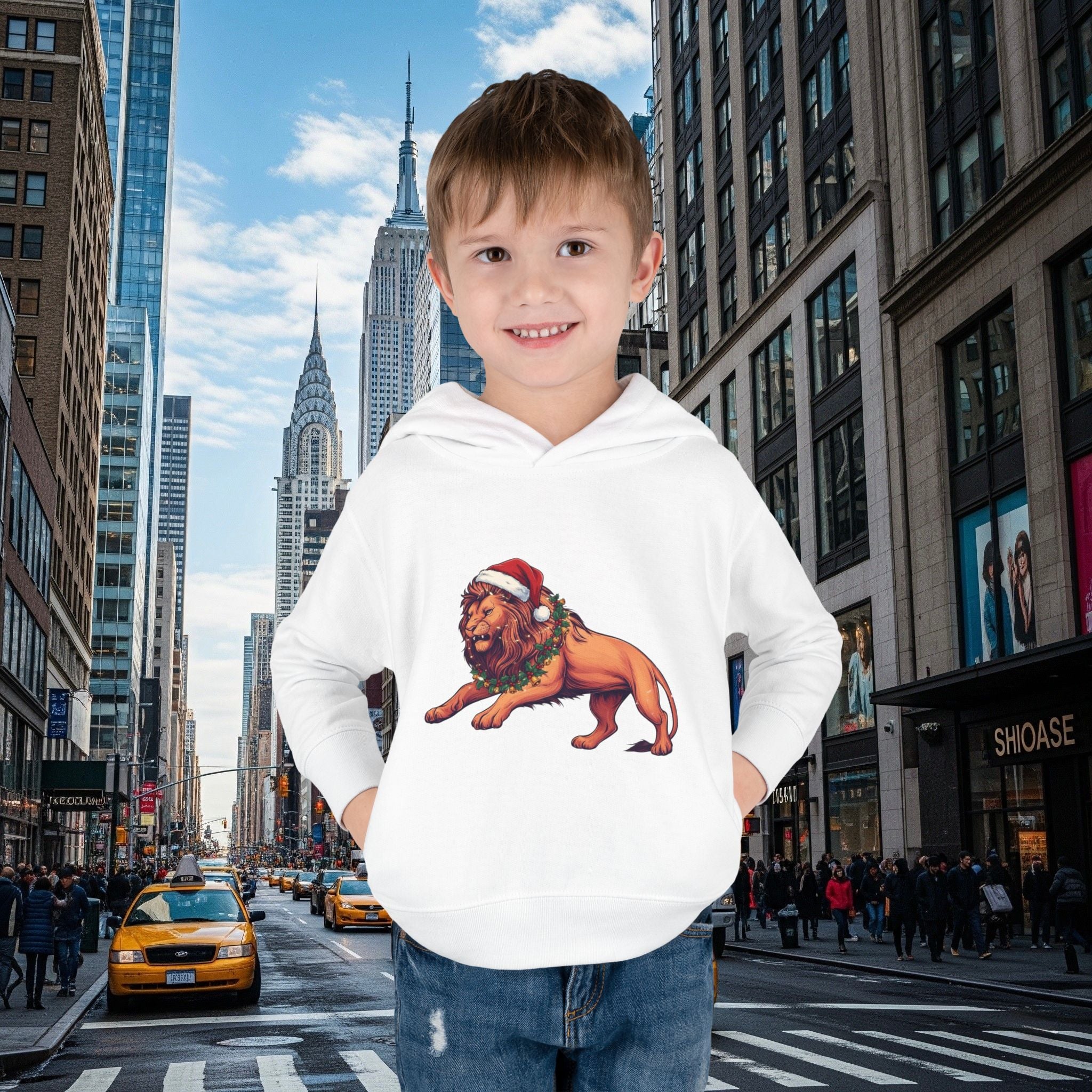 Christmas Legio Leo’s Toddler Pullover Fleece Hoodie (Grown Lion)