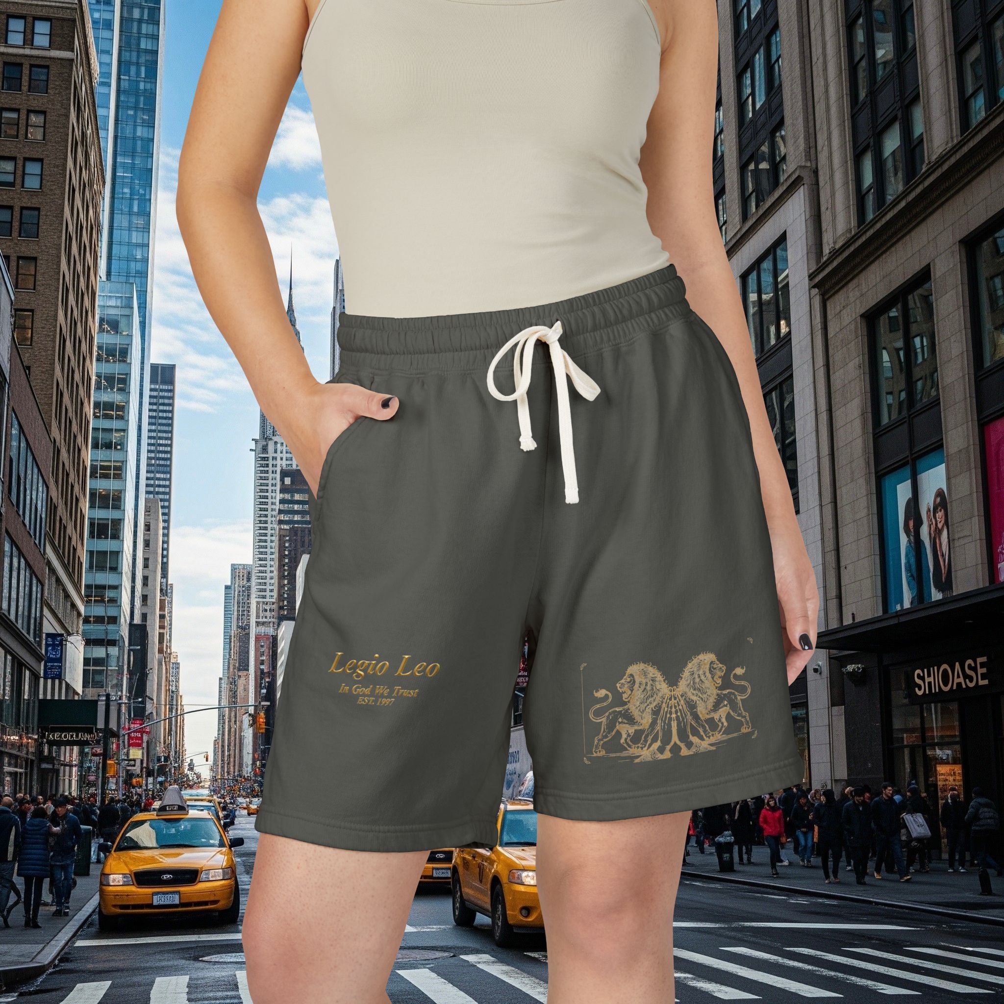Legio Leo Graphic Sweat Shorts — Lightweight Garment-Dyed Fleece