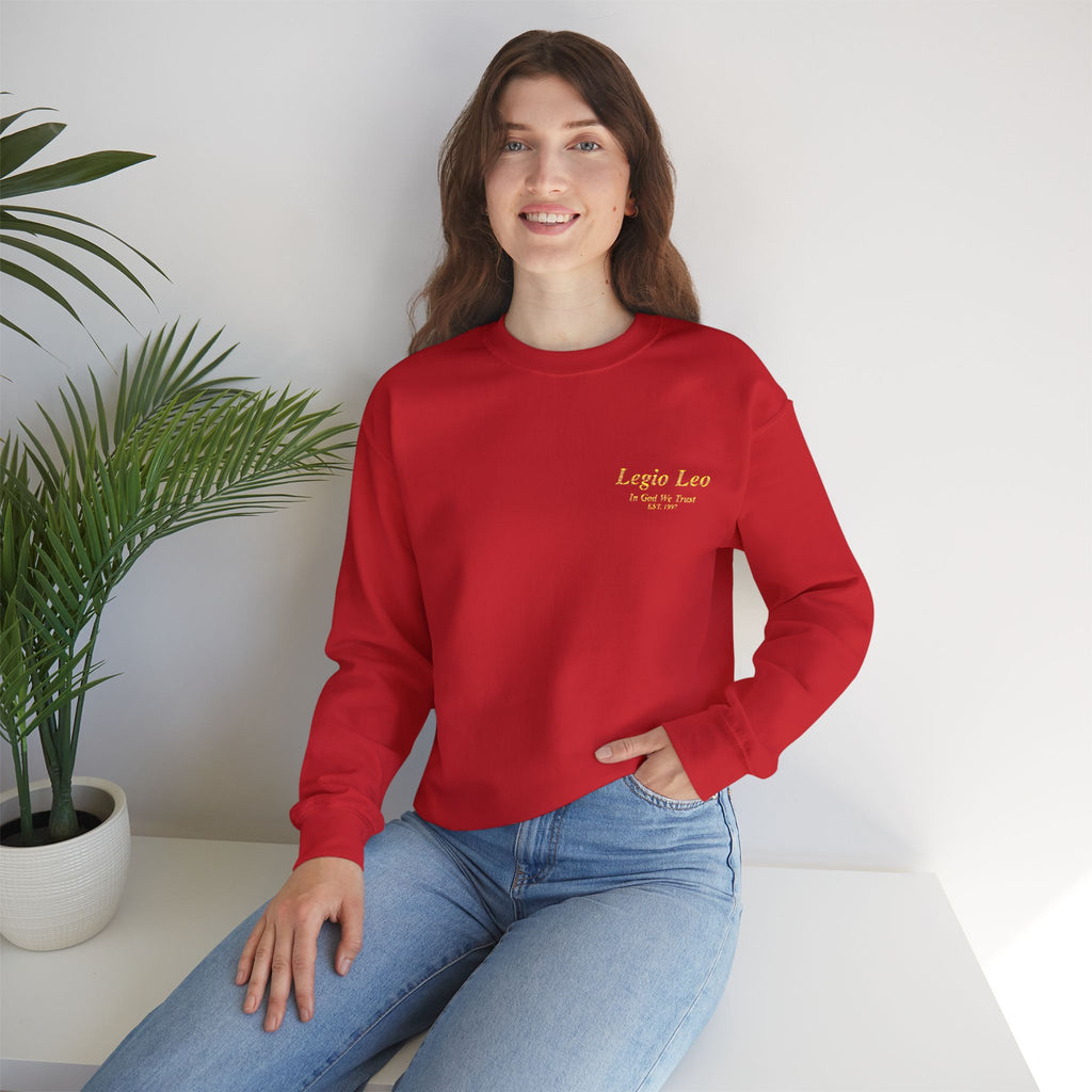 Legio Leo Crewneck Sweatshirt | In God We Trust Embroidery