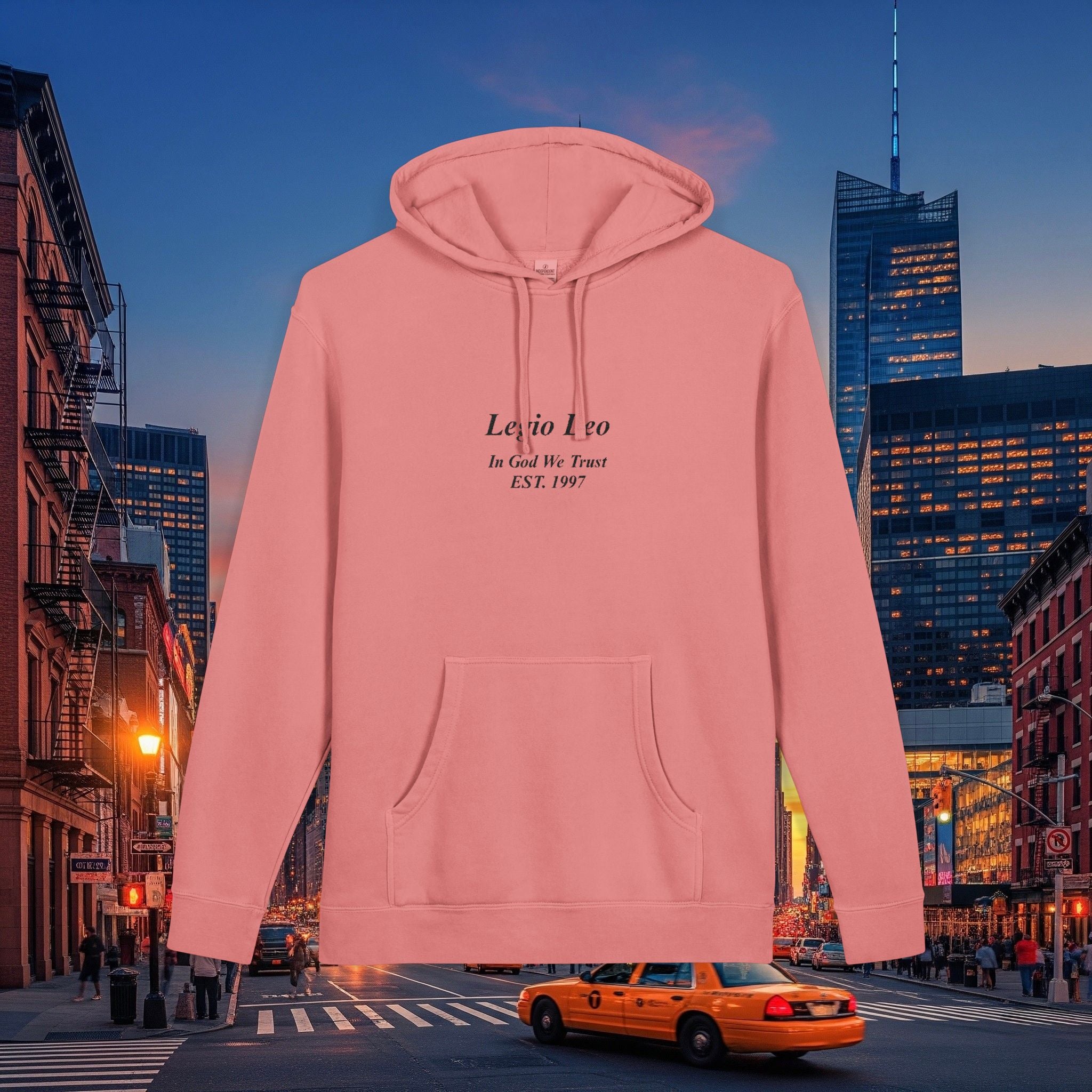 Minimal Olive Pigment-Dyed Hoodie — Subtle Script "Legio Leo" Design