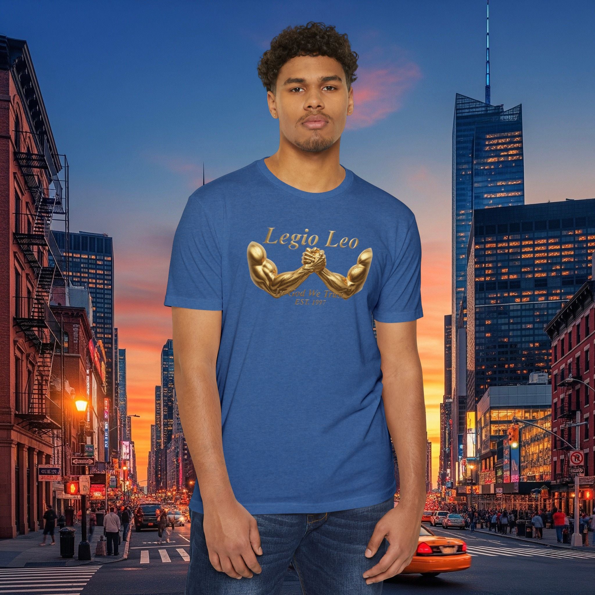 Legio Leo Strength T-Shirt — 'Legio Leo' Gold Arm Wrestling Design