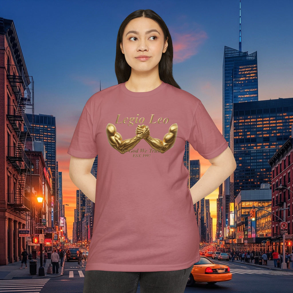 Legio Leo Strength T-Shirt — 'Legio Leo' Gold Arm Wrestling Design