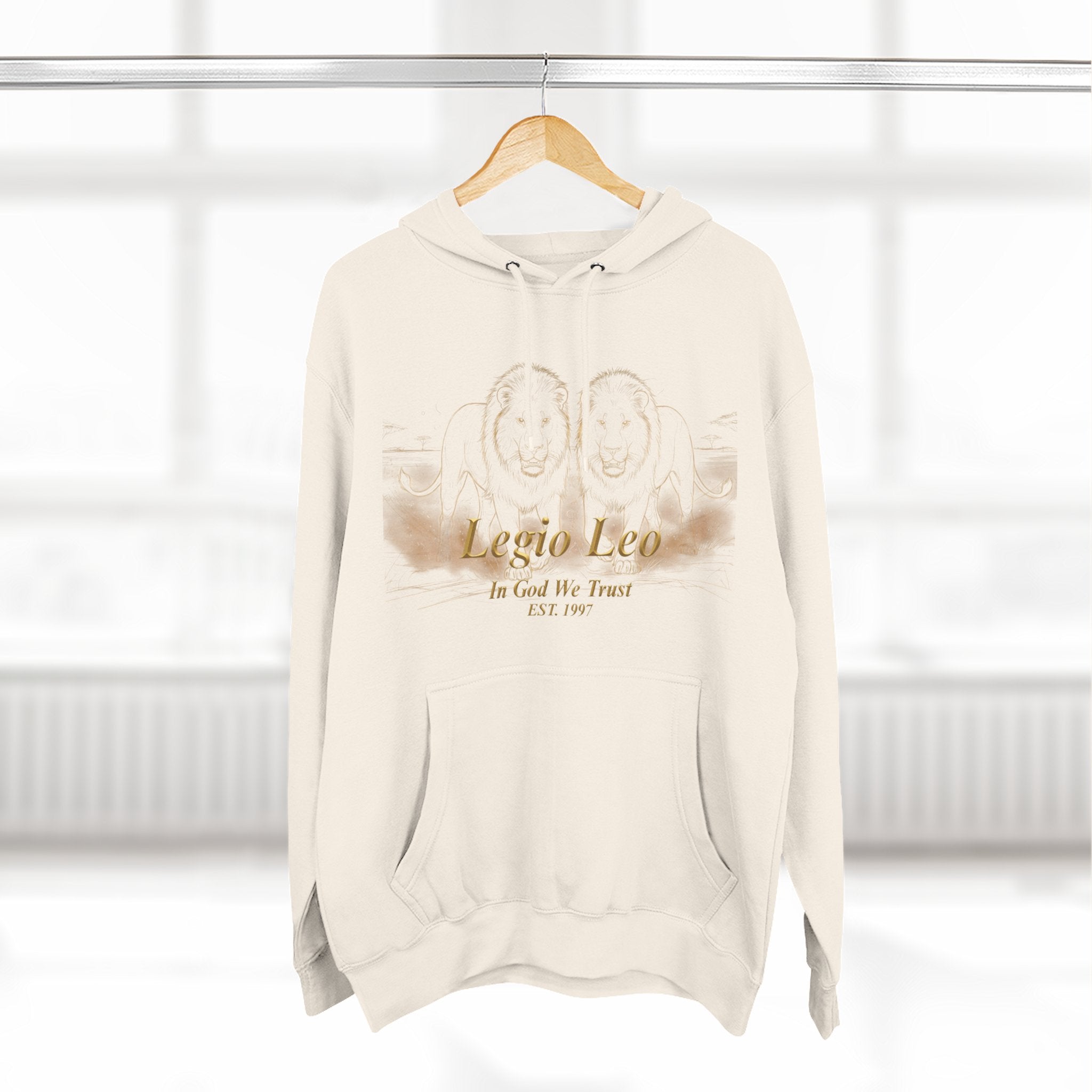 Legio Leo Fleece Hoodie – Minimal Gold Script Brothers 4 Life Pullover